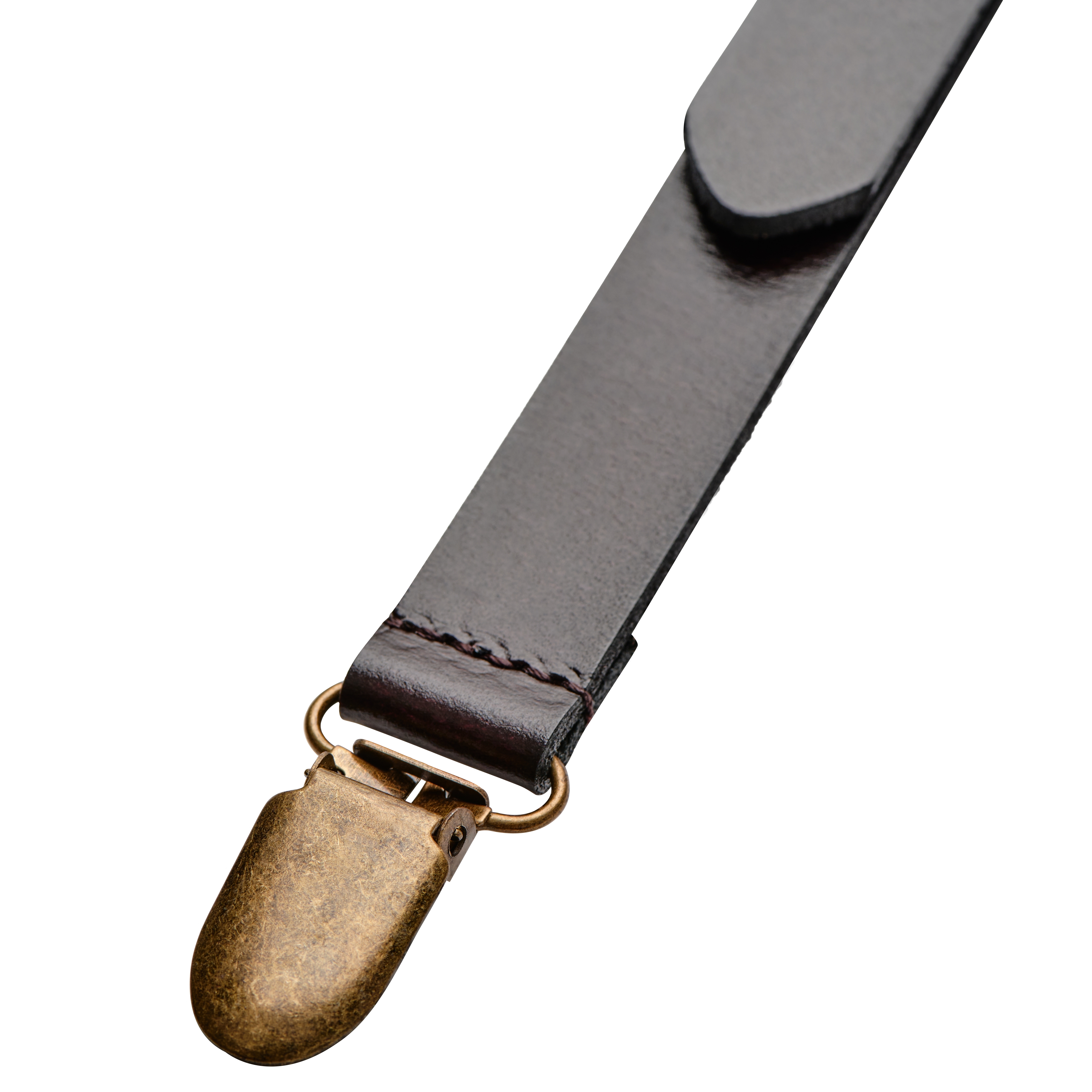 Dark Brown Leather Y-Back Clip-On Braces - 4