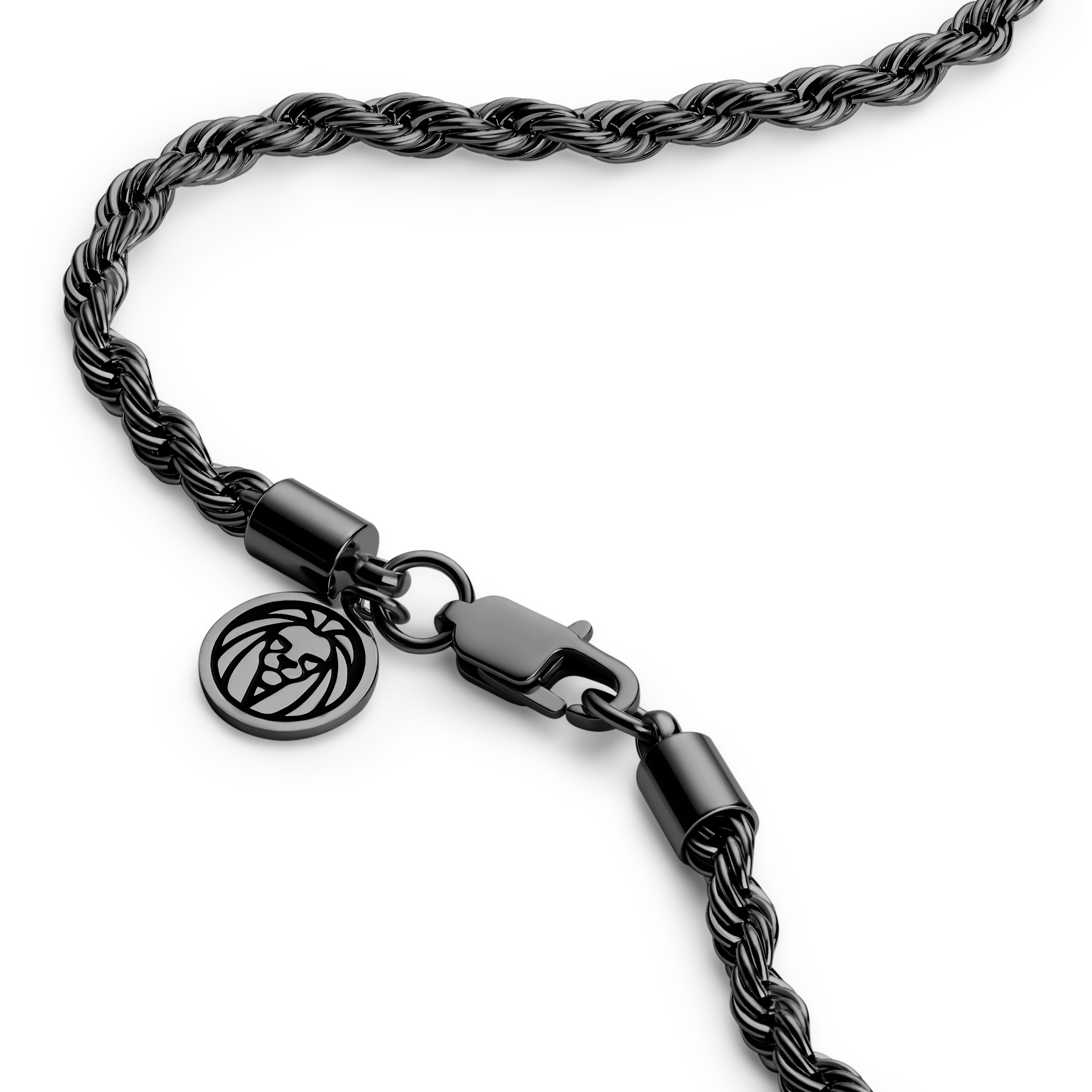Essentials, 4 mm Gunmetal Black Rope Chain Necklace
