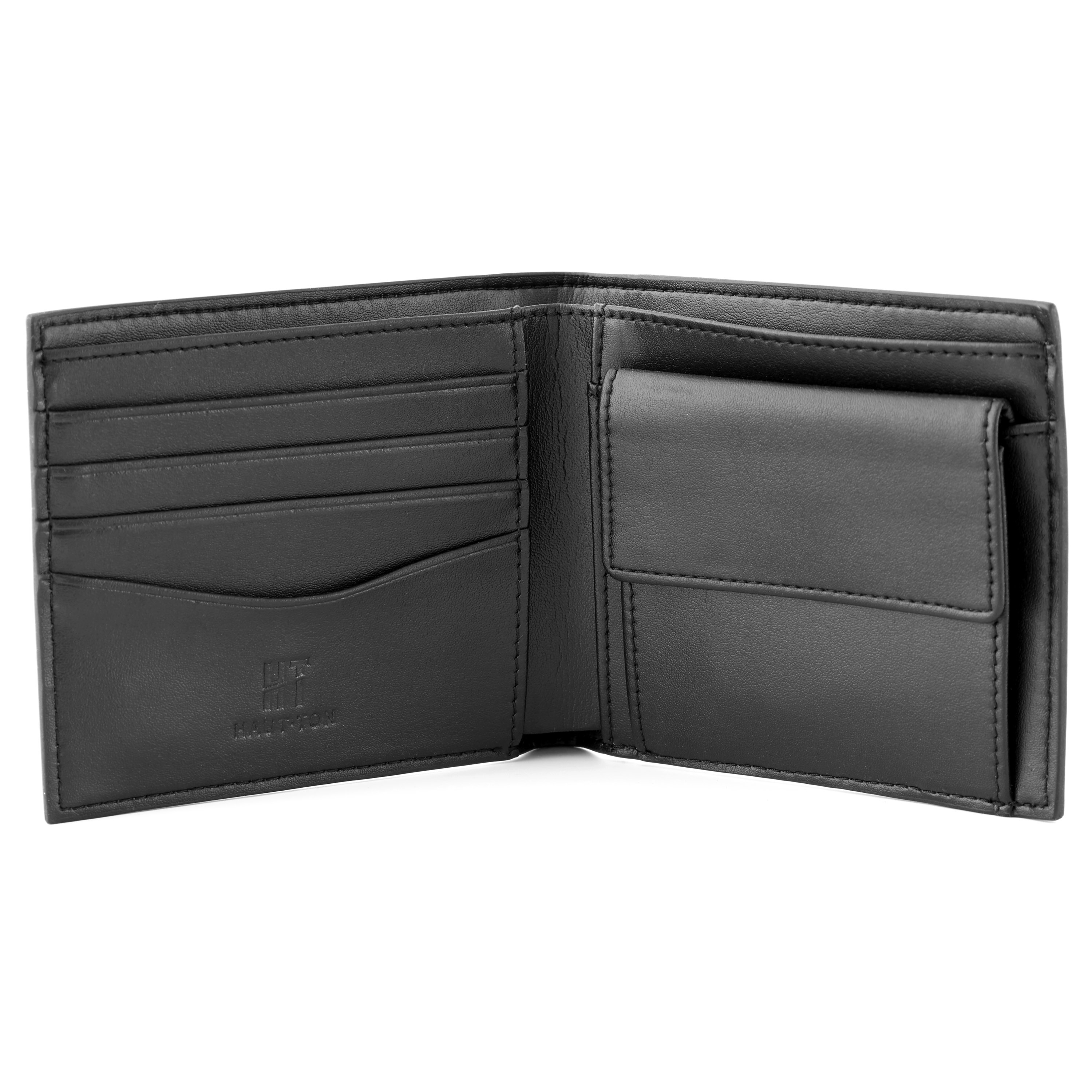 Zwarte Kleine Portemonnee met Blauw en Bruin Camouflagepatroon - 2