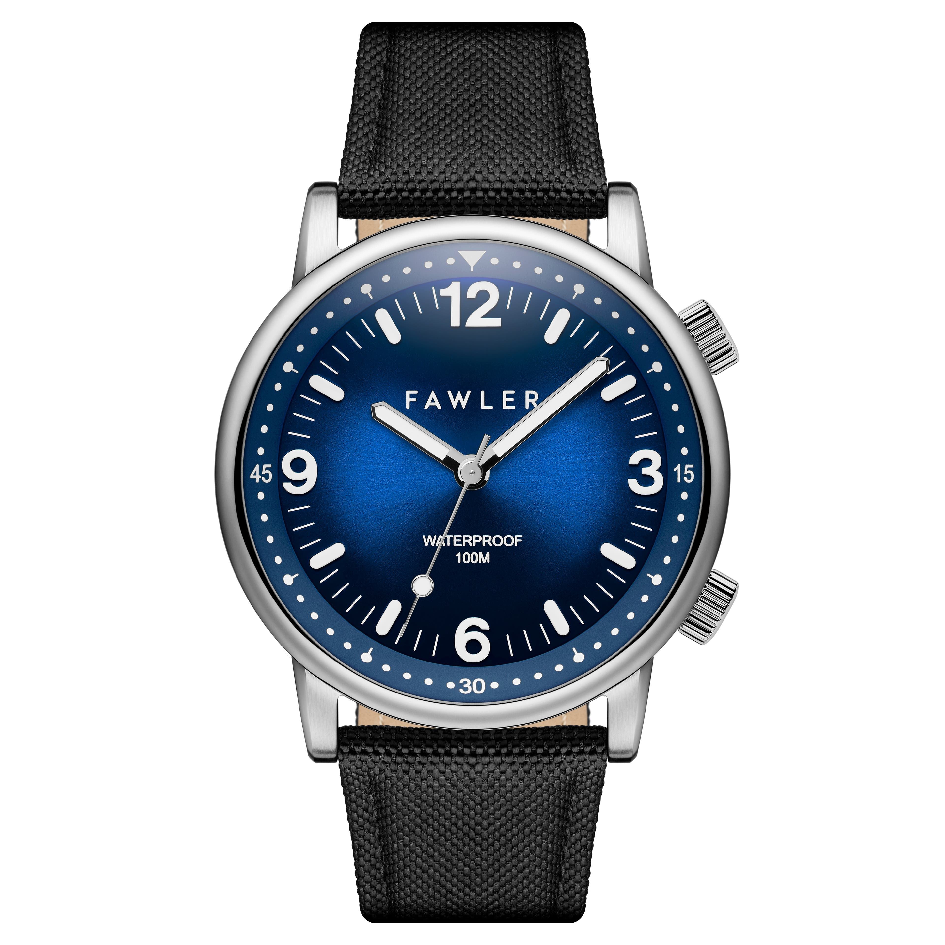 Acero | Reloj de submarinismo de acero inoxidable en azul y plateado