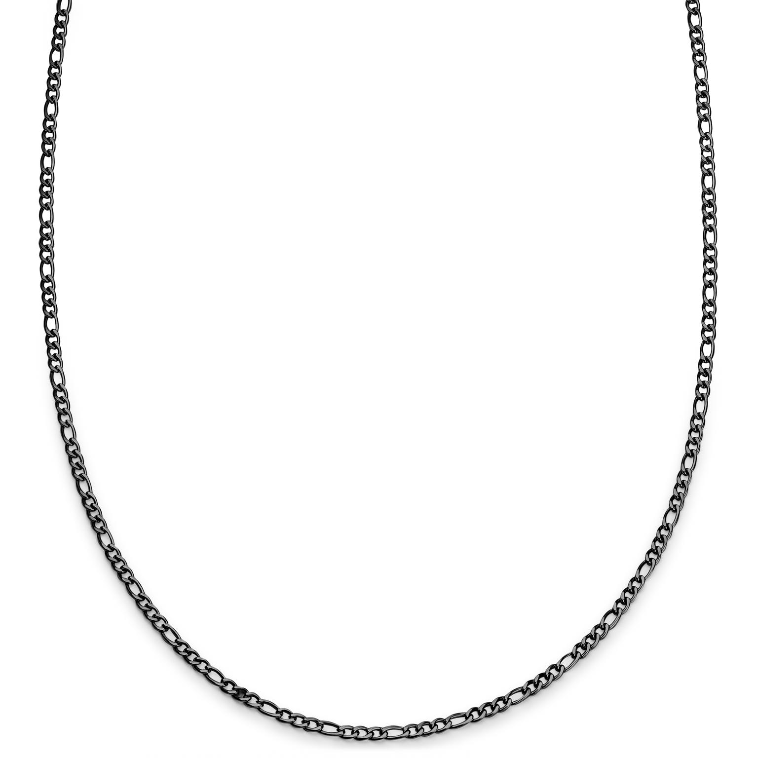 Essentials | Fegyverszürke fekete figaro nyaklánc 2 mm Essentials | Fegyverszürke fekete figaro nyaklánc 2 mm