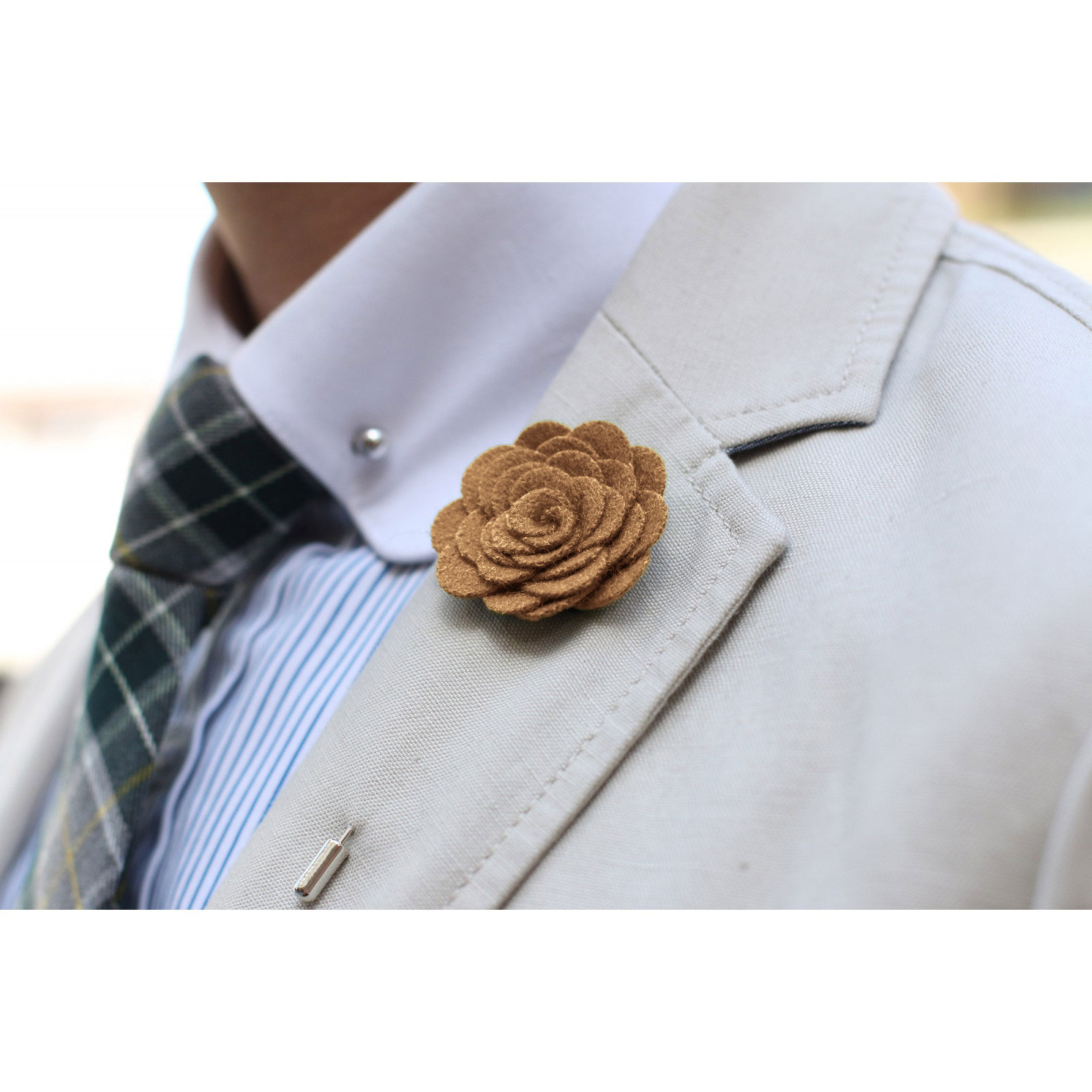 Tan Rose Lapel Pin - 3