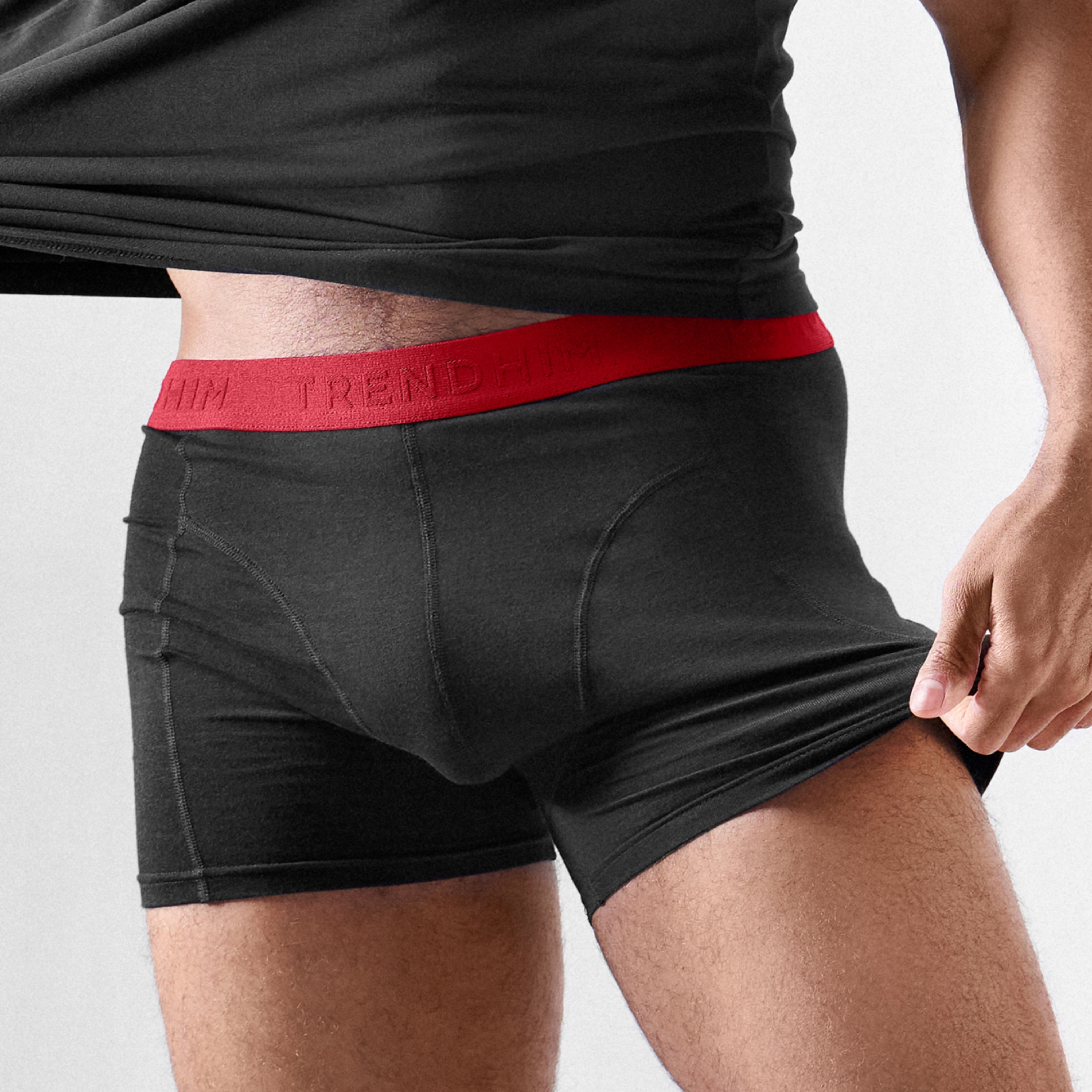 FreeFeel | Black Bamboo Boxer Briefs with Red Waistband | In
