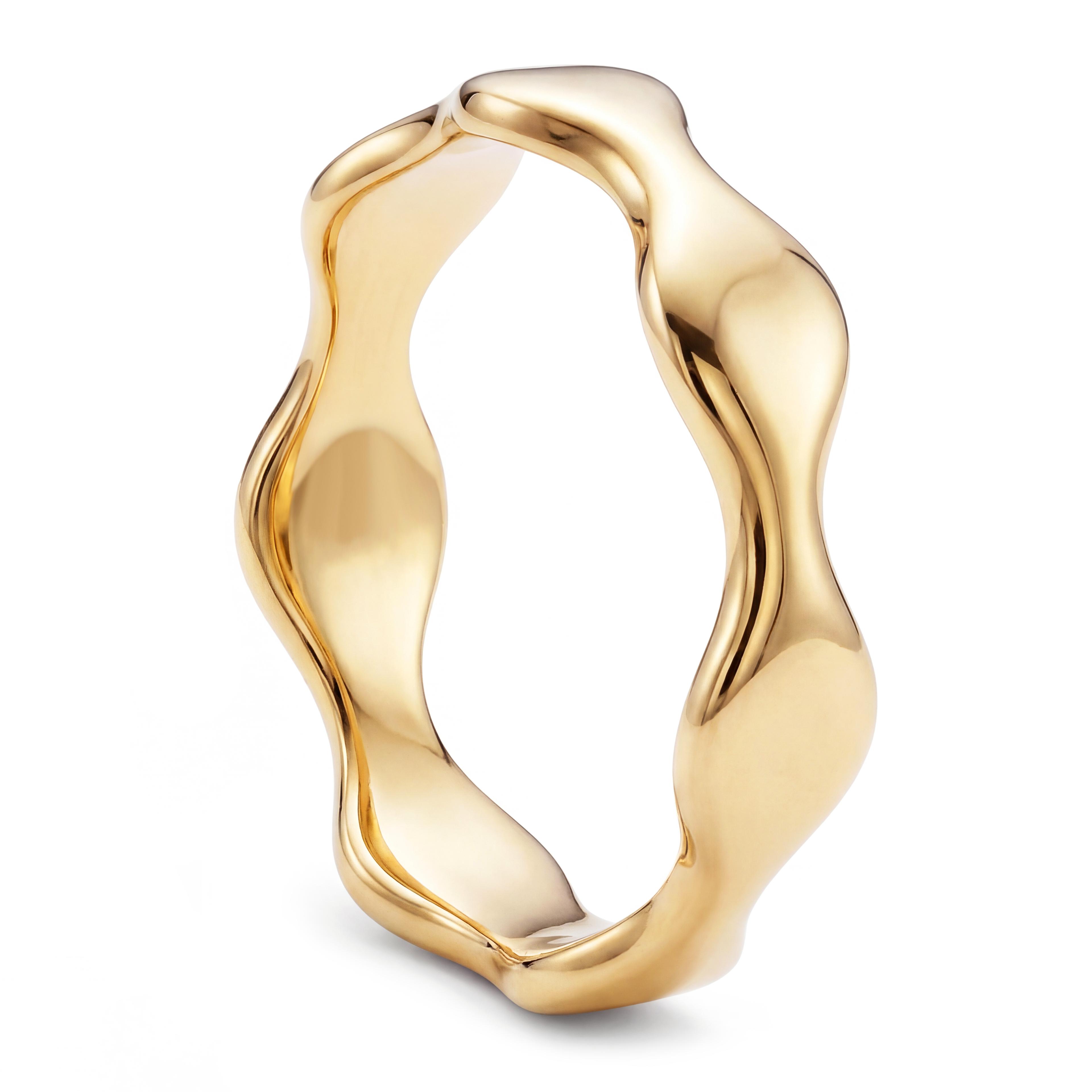 Magma | 6 mm goldfarbener Edelstahl Ring mit wellenförmigem Design Magma | 6 mm goldfarbener Edelstahl Ring mit wellenförmigem Design