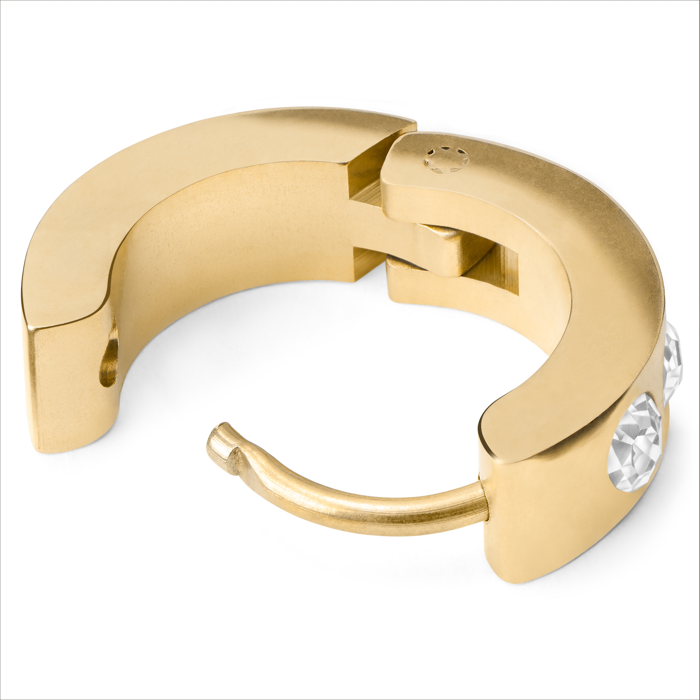 Triple Cubic Zirconia Gold-Tone Earring - 2