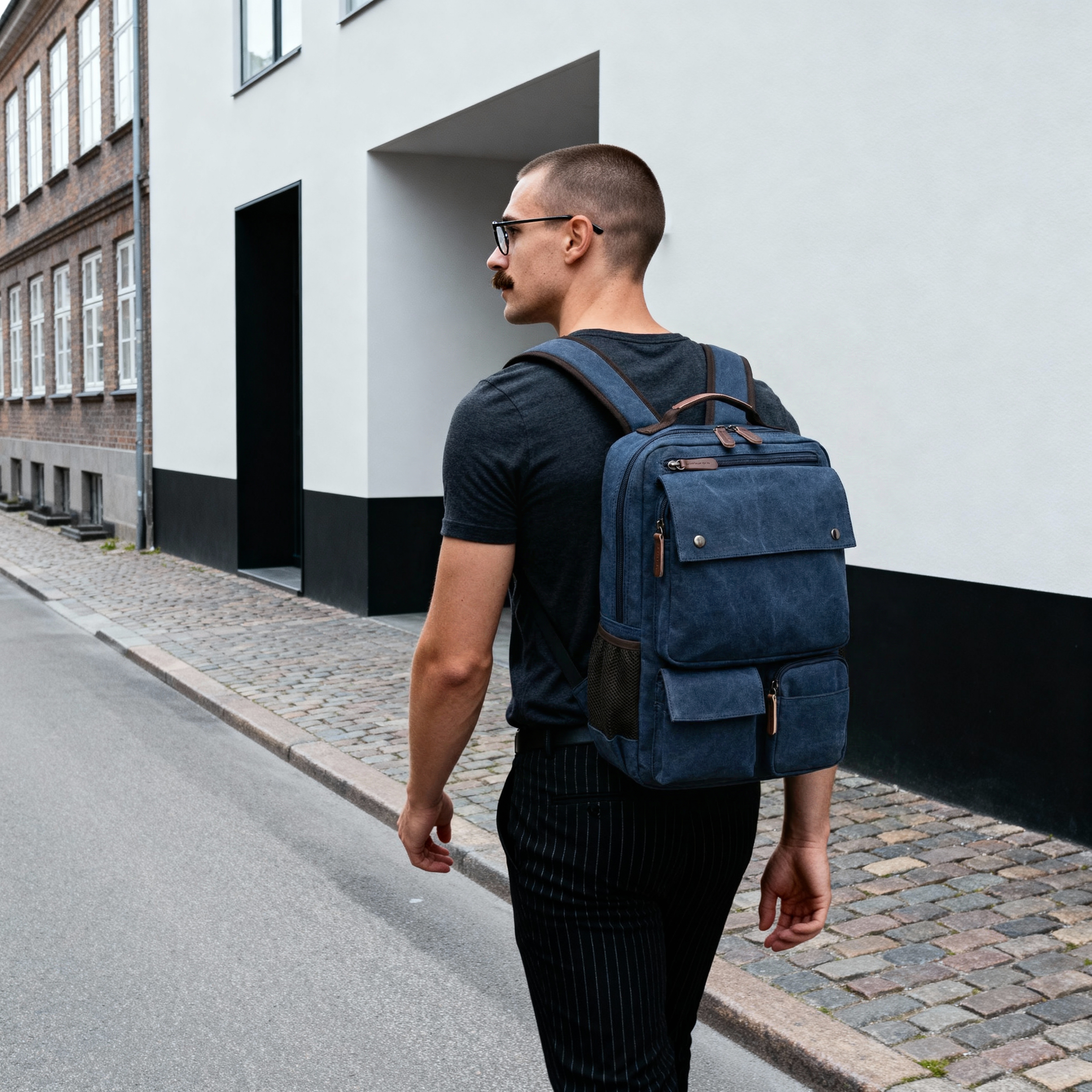 Blauwe Compacte Denim Backpack - 2