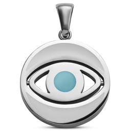 Evil Eye | Rotating Silver-tone Pendant