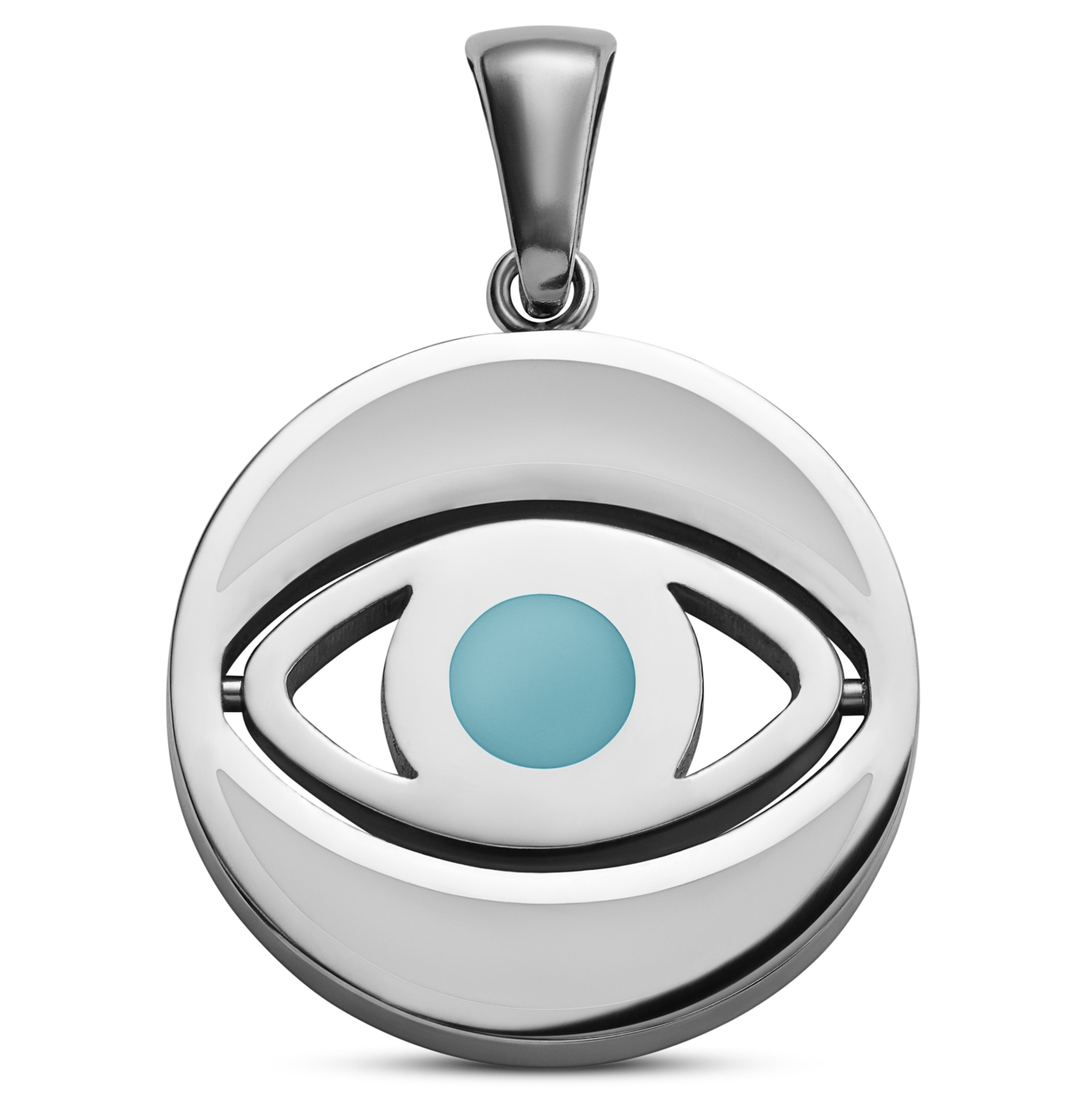 Evil Eye | Въртяща се сребриста висулка