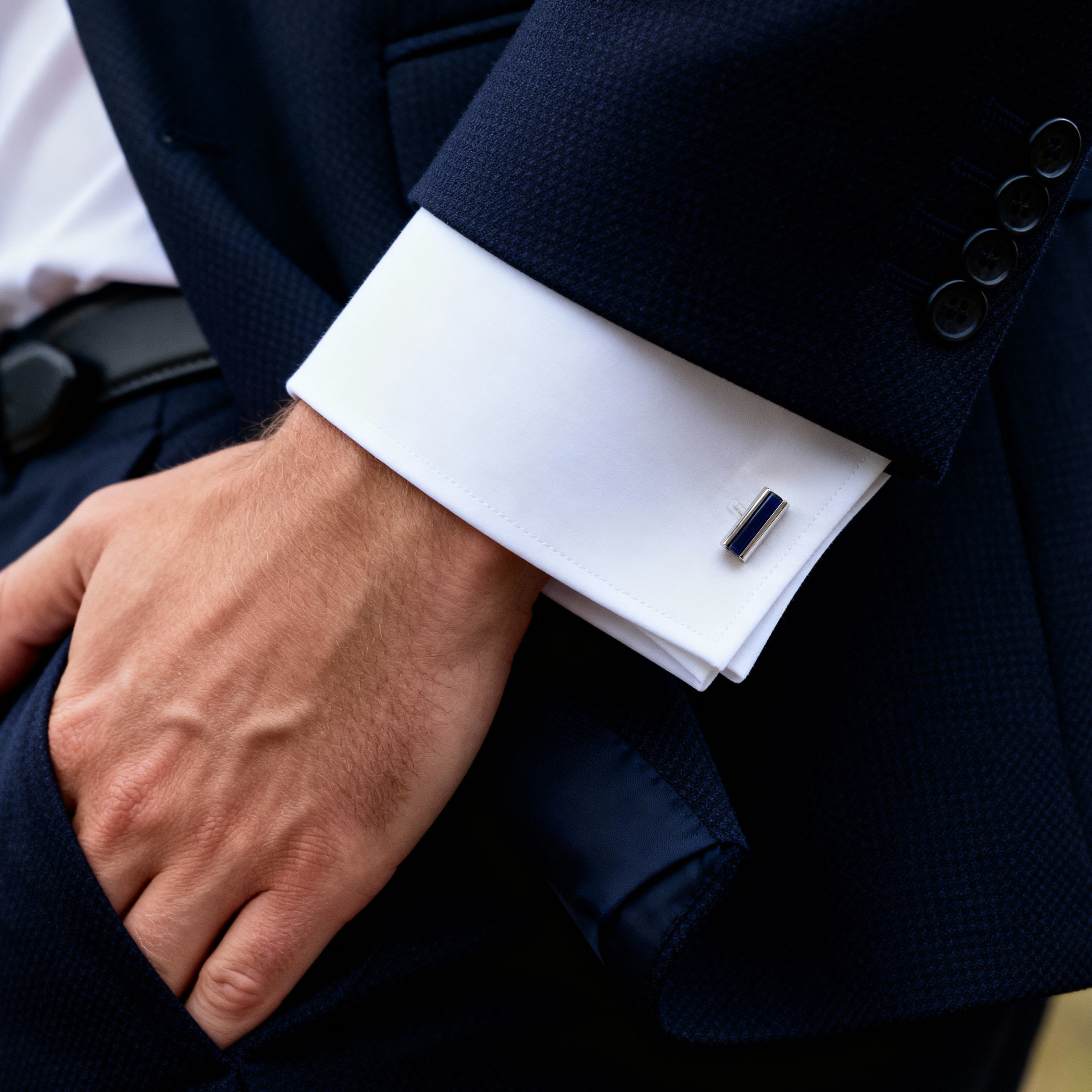 Elongated Blue Cufflinks - 2