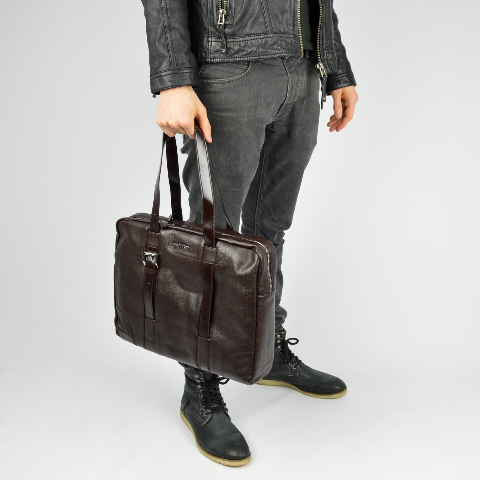 Καφέ Δερμάτινη Τσάντα Bucko - 2