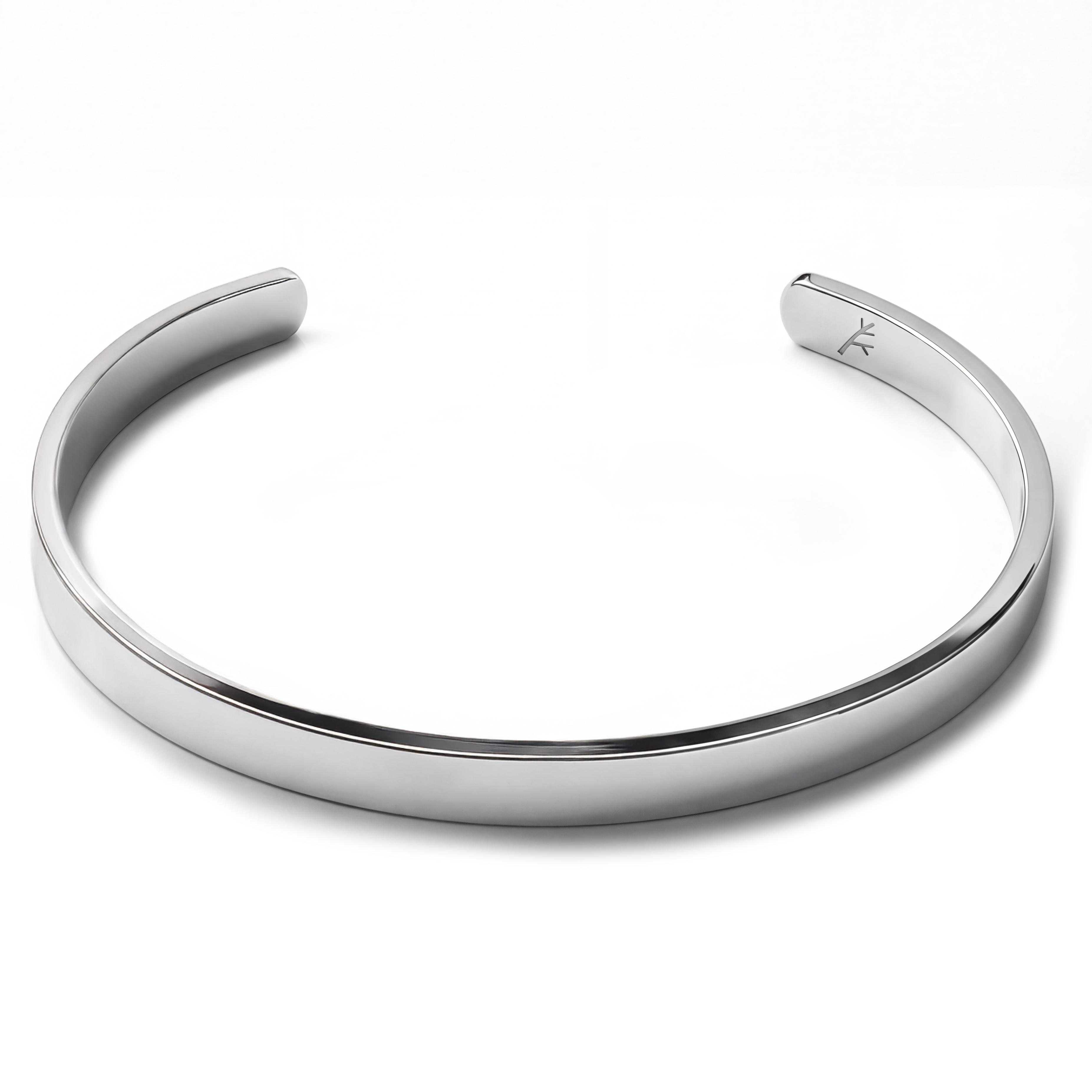 New Classics | 5mm Silver-Tone Stainless Steel Cuff Bracelet With Round Edges - 1
