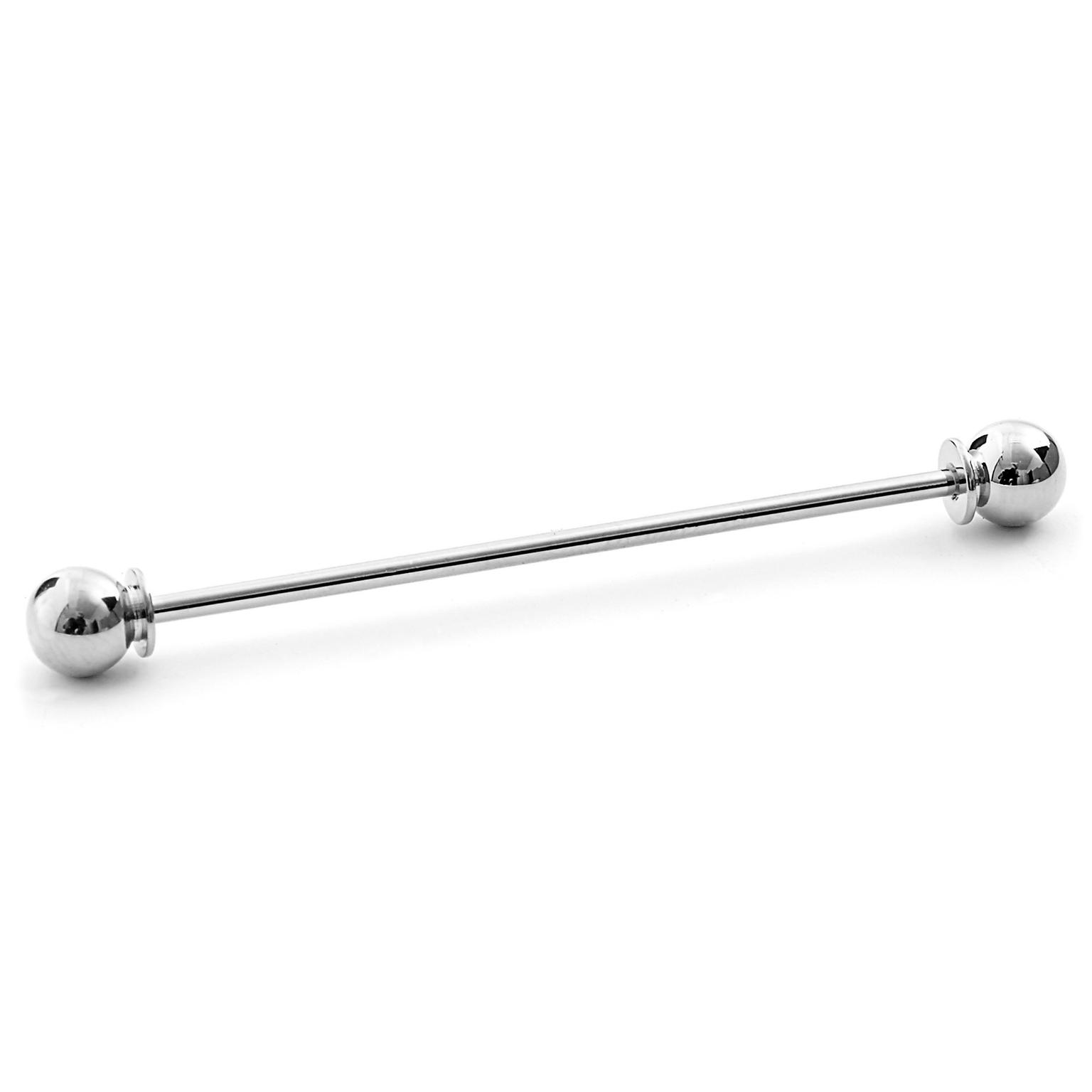 Silver-Tone Globe Head Collar Bar Silver-Tone Globe Head Collar Bar