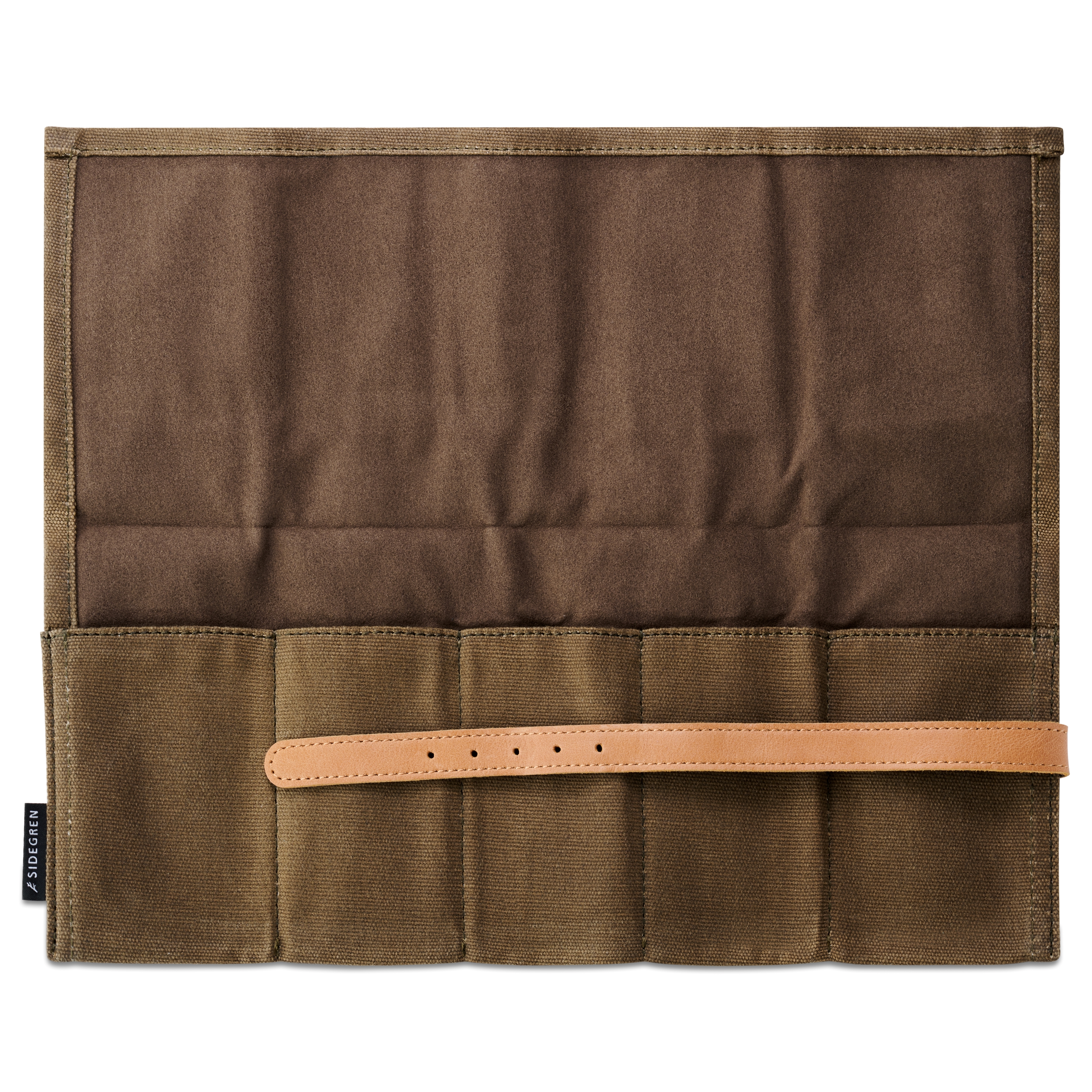 Olivovo-zelené voskované plátené rolovacie puzdro na 5 hodiniek - 2