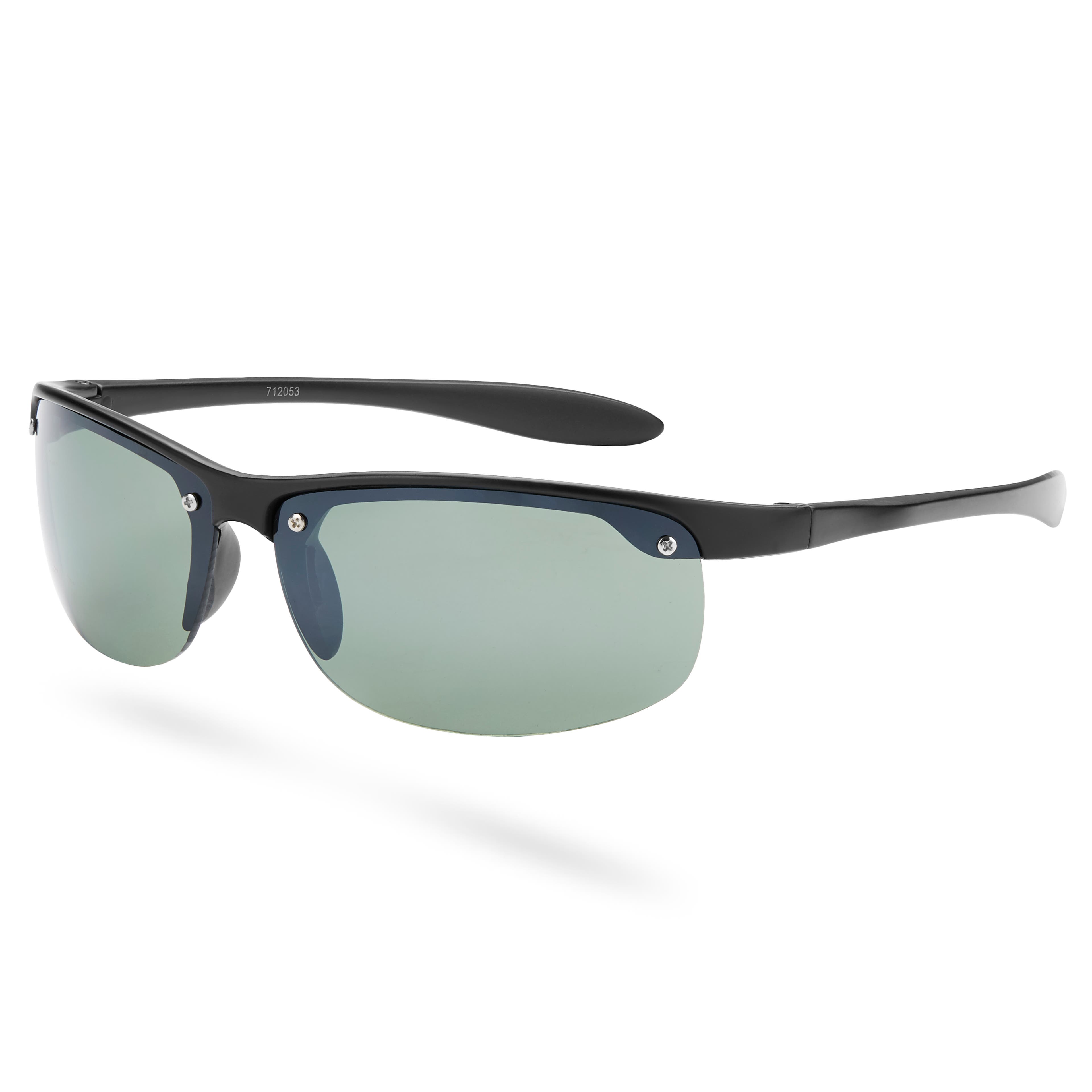 Sorte & Grønne Wraparound Sportssolbriller