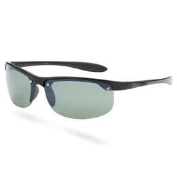 Black & Army Green Wraparound Sports Sunglasses
