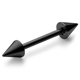 16 mm Black Straight Spiked Surgical Steel Barbell