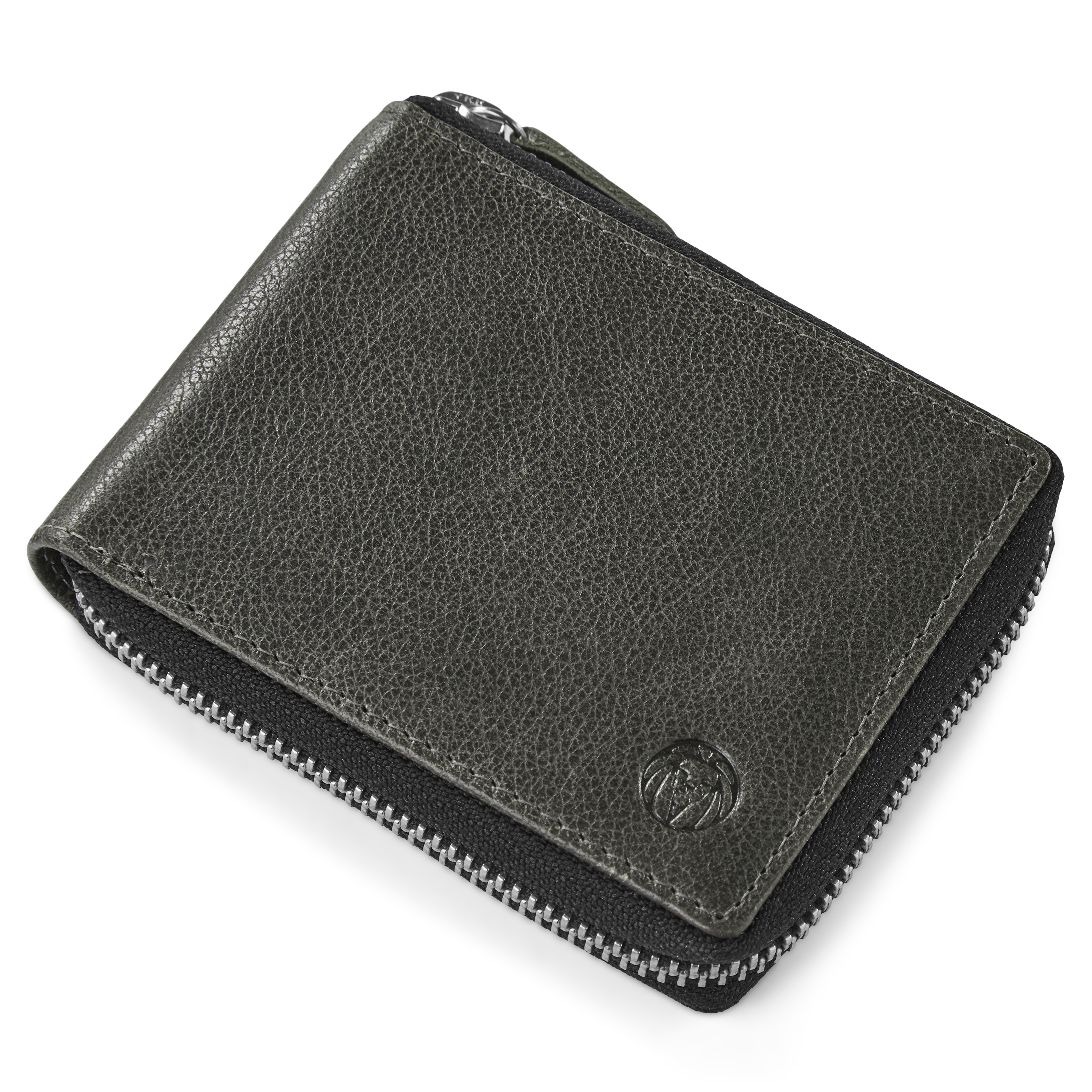Licio Zip-Lined Brown-Grey RFID Leather Wallet - 7