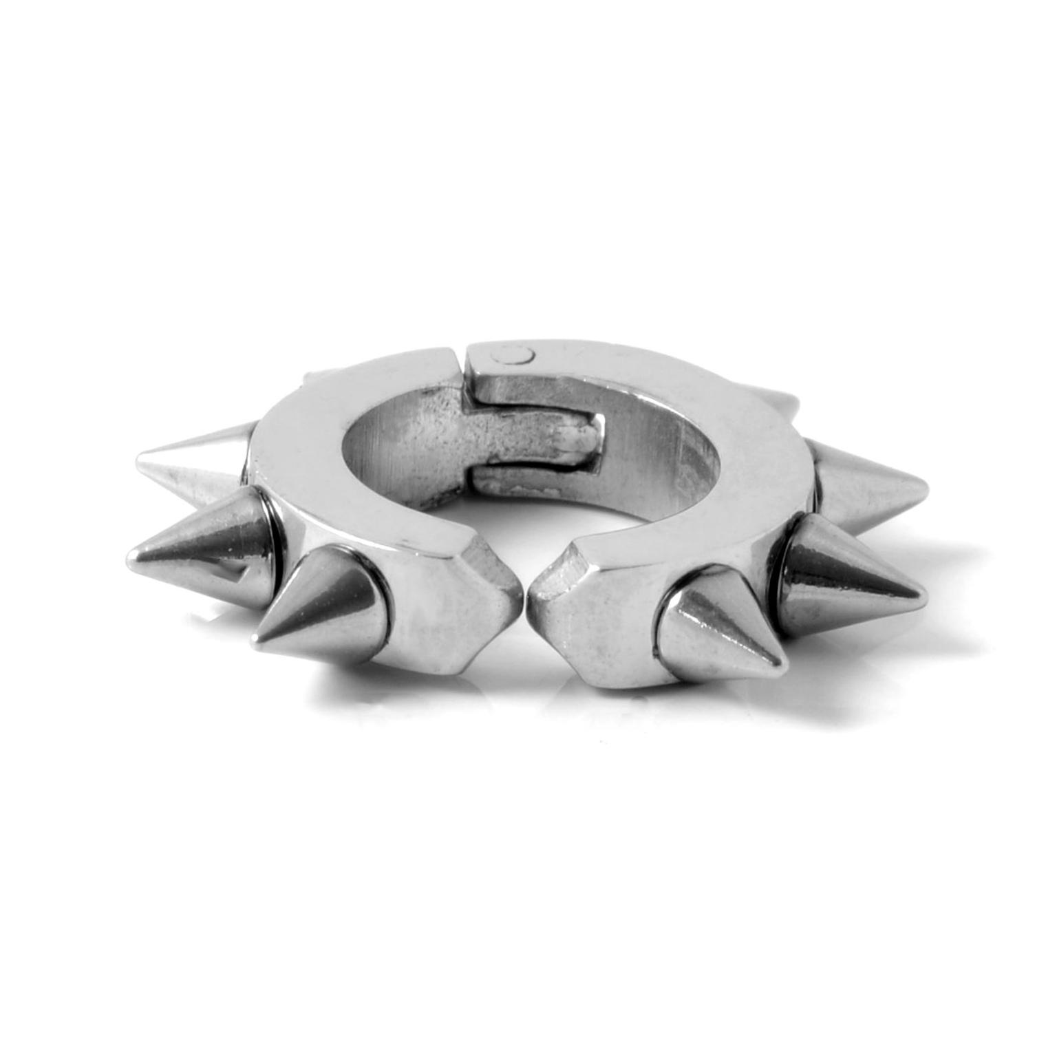 Sentio | Cercel clips argintiu rotund din oțel chirurgical cu țepi Sentio | Cercel clips argintiu rotund din oțel chirurgical cu țepi