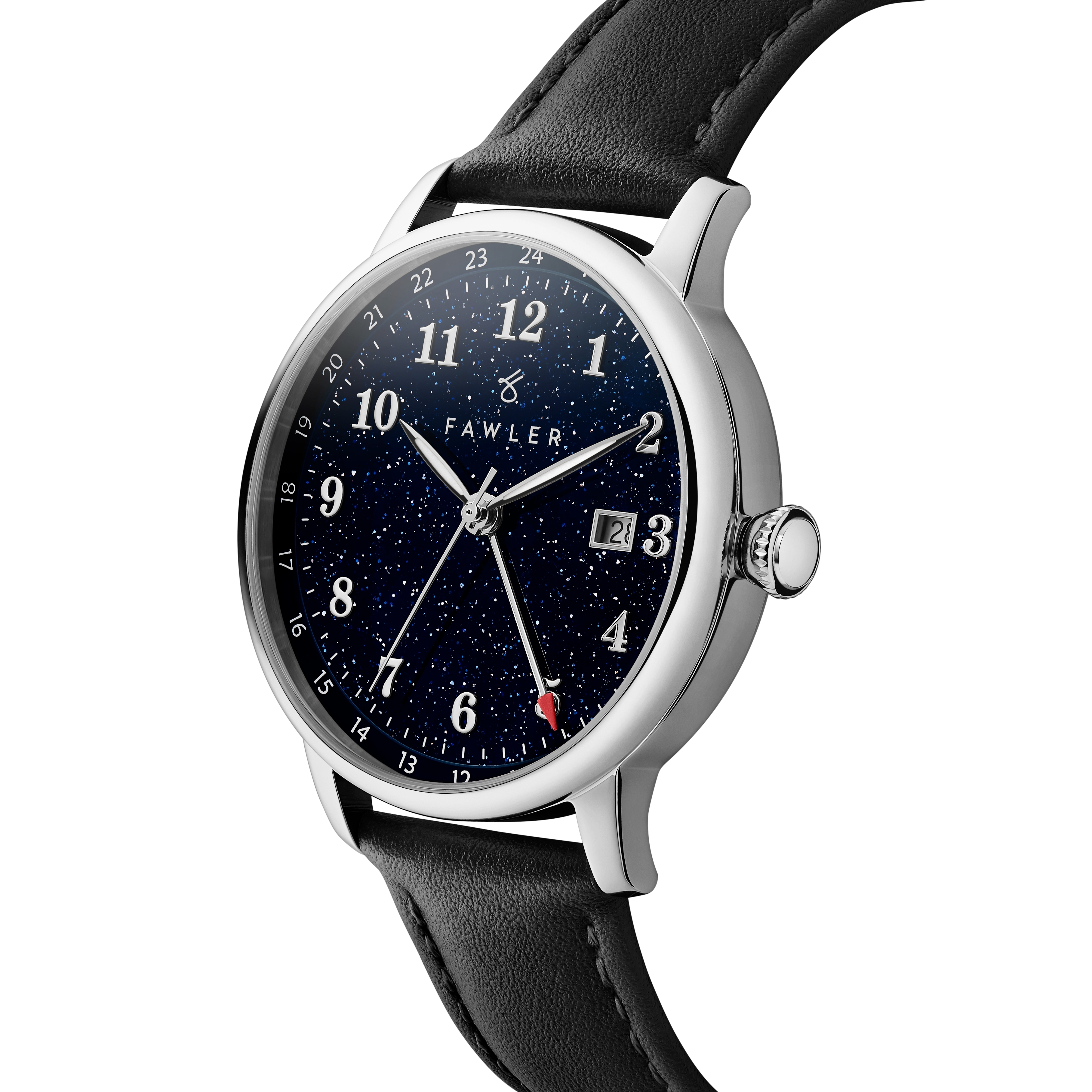 Night Sky | Montre GMT en acier inoxydable argenté à cadran orné d&#x27;aventurine - 3