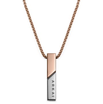 Rico | Rose Gold-Tone Stainless Steel With Rose Gold-Tone & Silver Rectangular Box Chain Necklace