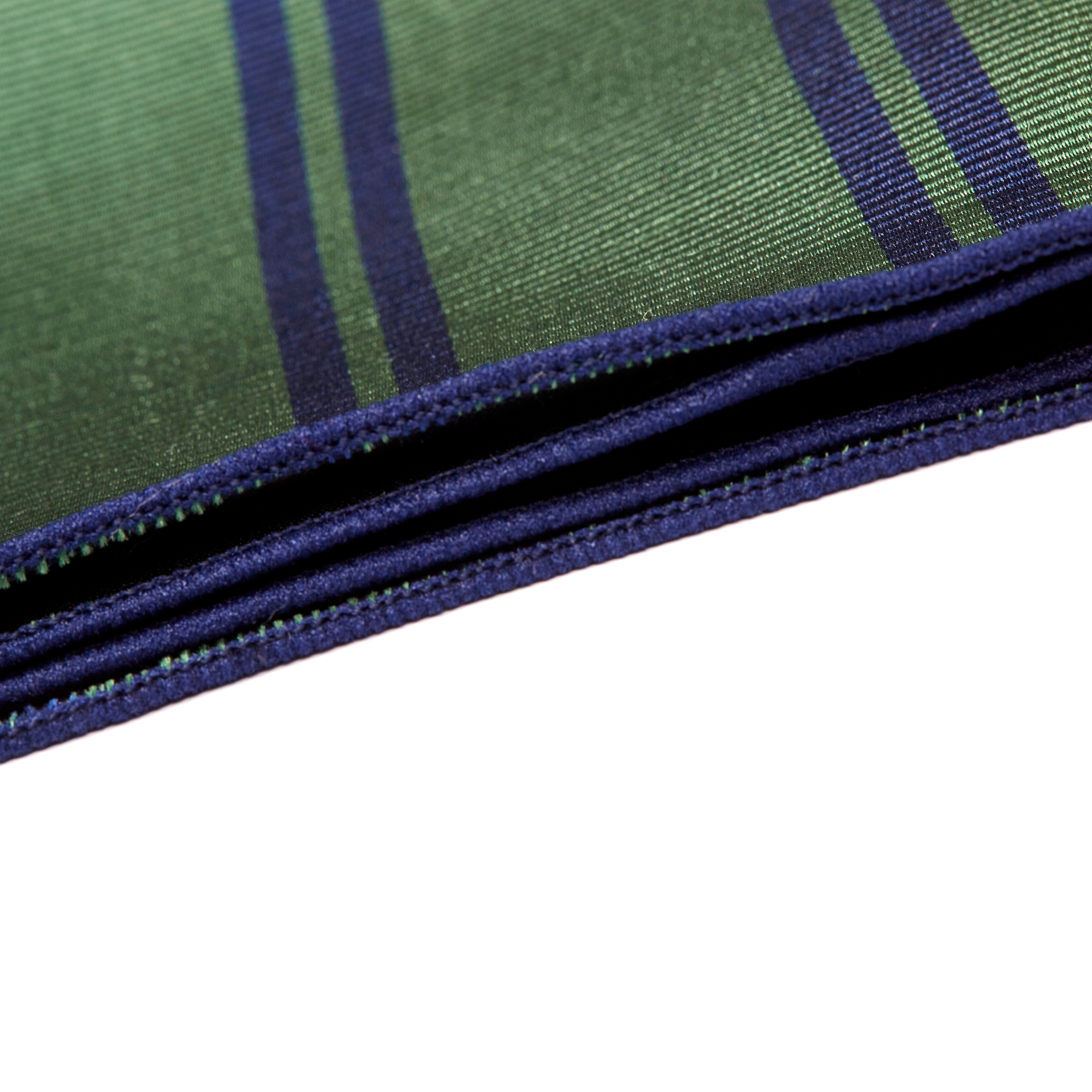 Green &amp; Navy Blue Striped Silk Pocket Square - 2