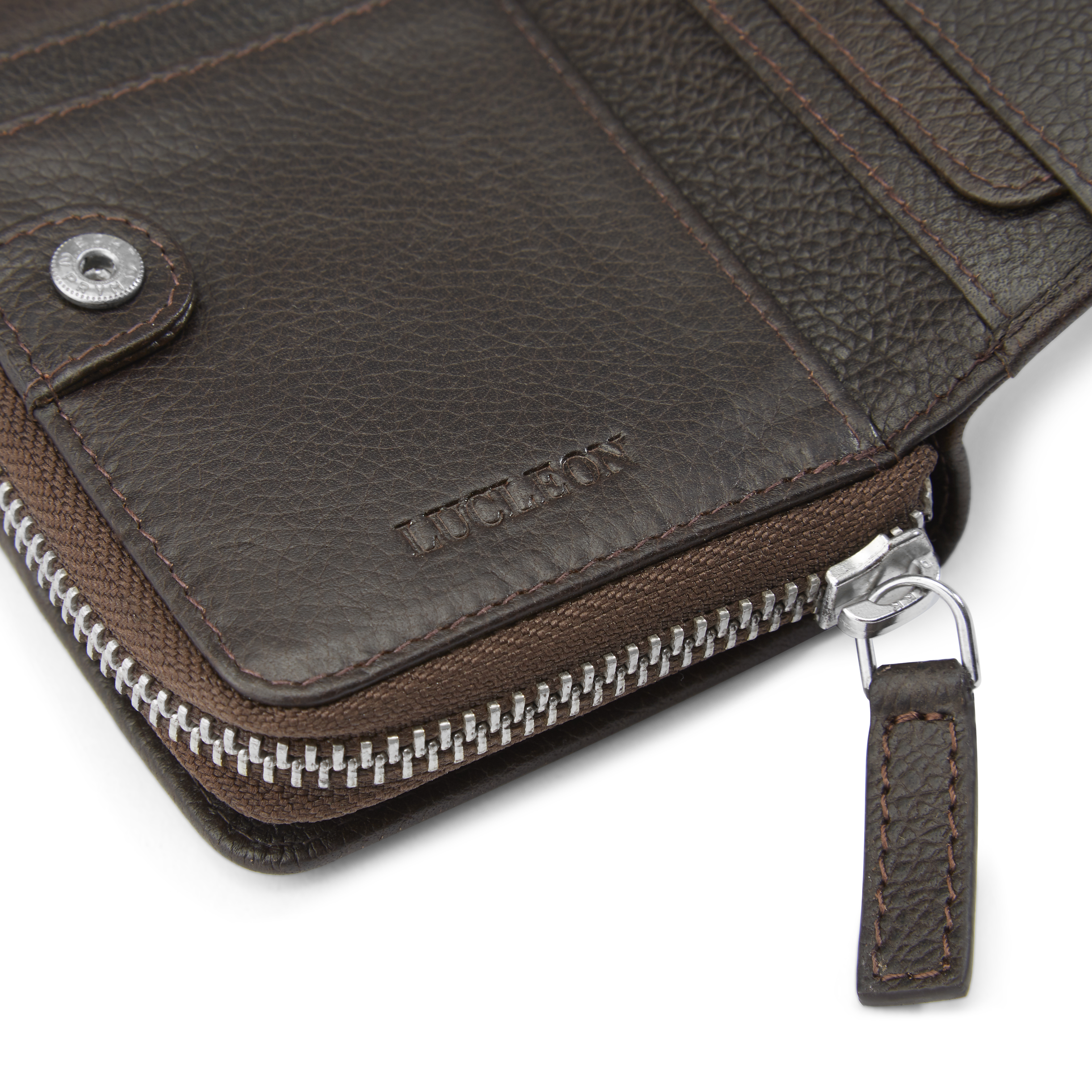 Cartera de cuero marrón oscuro con bloqueo RFID Lorn - 7