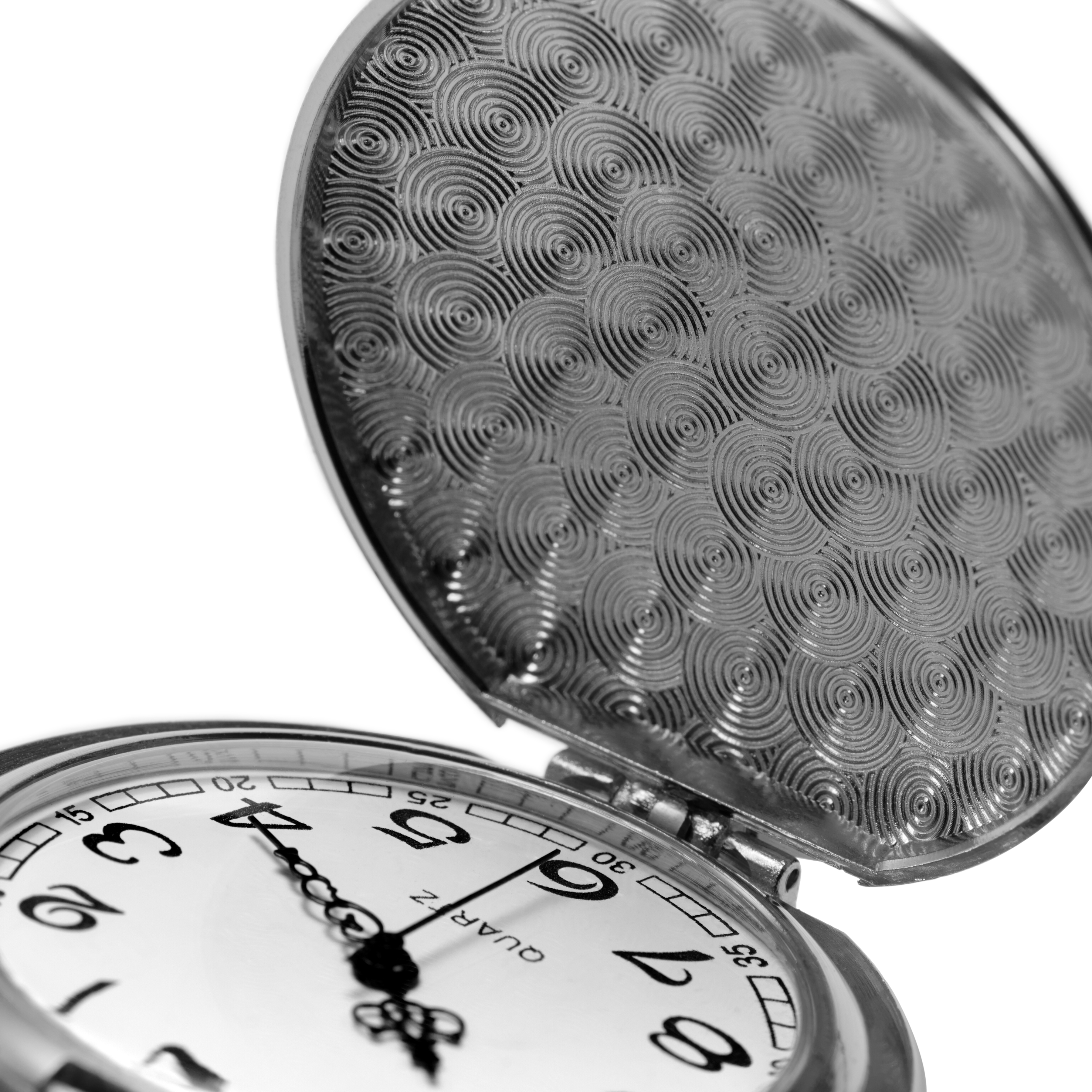 Silver-Tone Pocket Watch With White Dial - 4