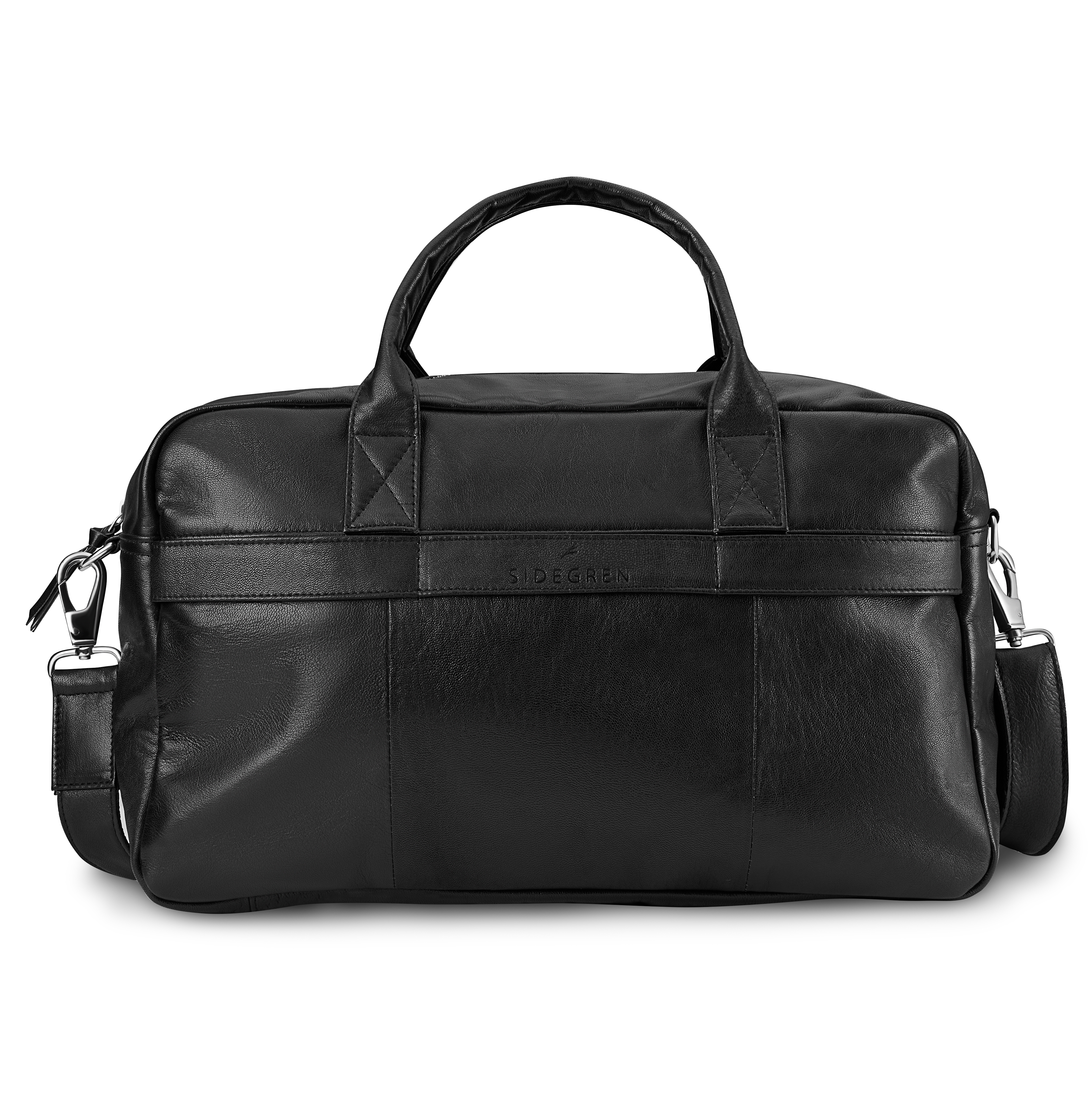 Fidei | Ohut musta full grain -vuohennahkainen viikonloppulaukku - 4