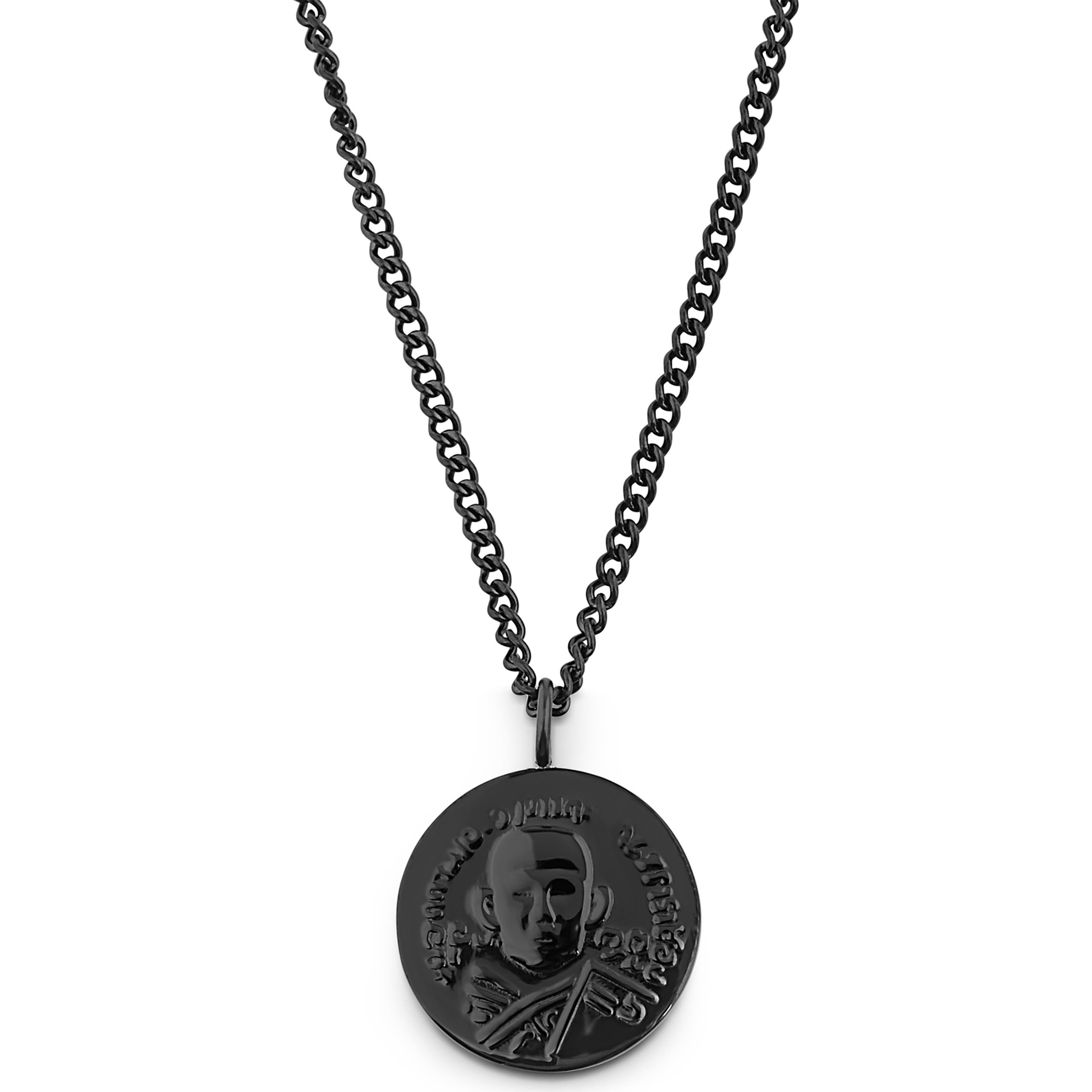 Iconic | Black Stainless Steel Hindu Curb Chain Necklace