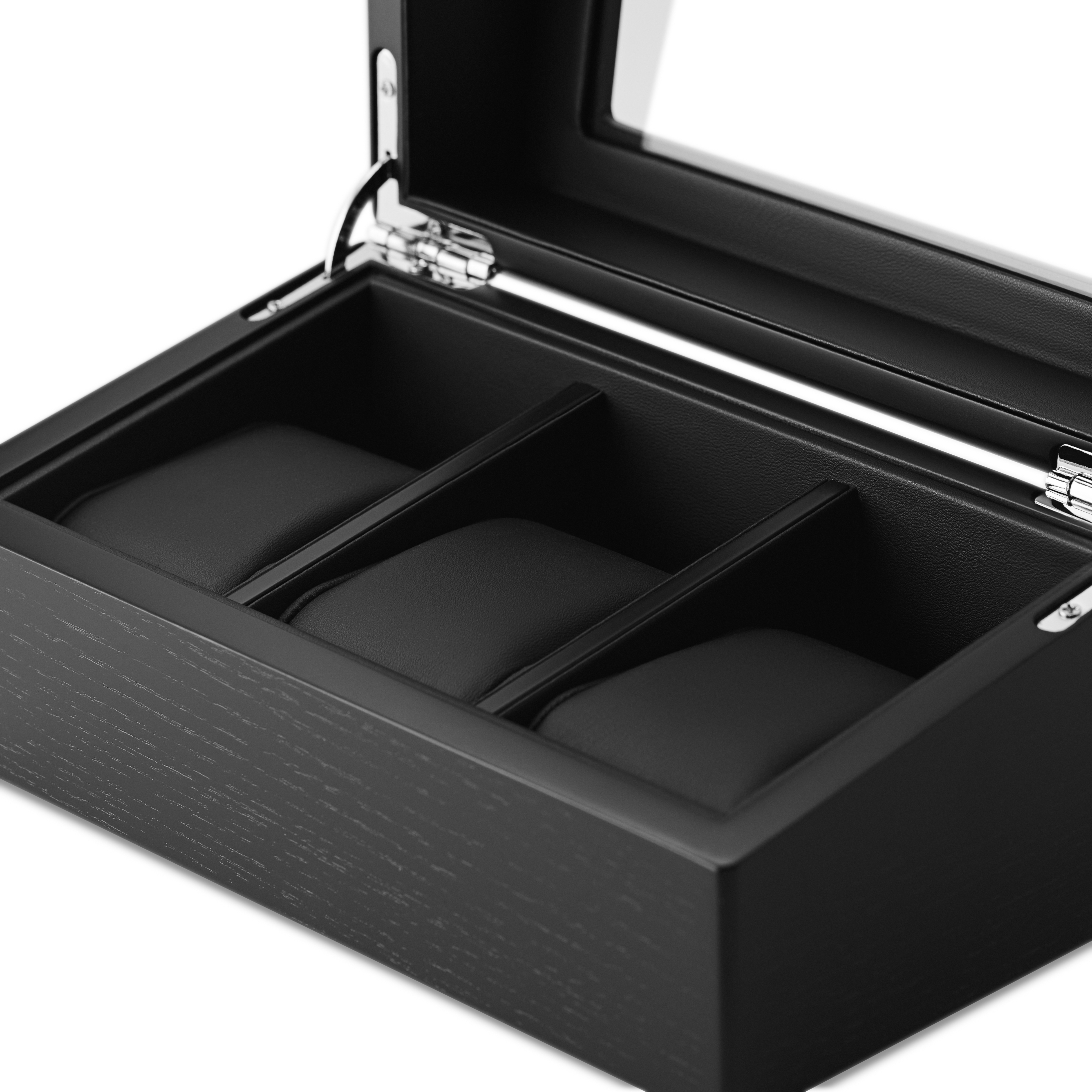 Coffret pour montres avec placage noir - 3 compartiments - 5