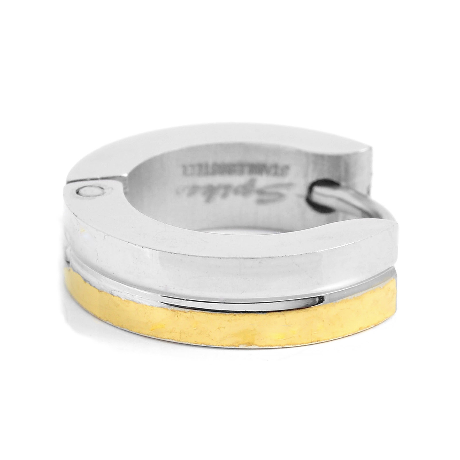 Sentio | Złocisto-srebrzysty kolczyk kółeczko ze stali chirurgicznej - 2