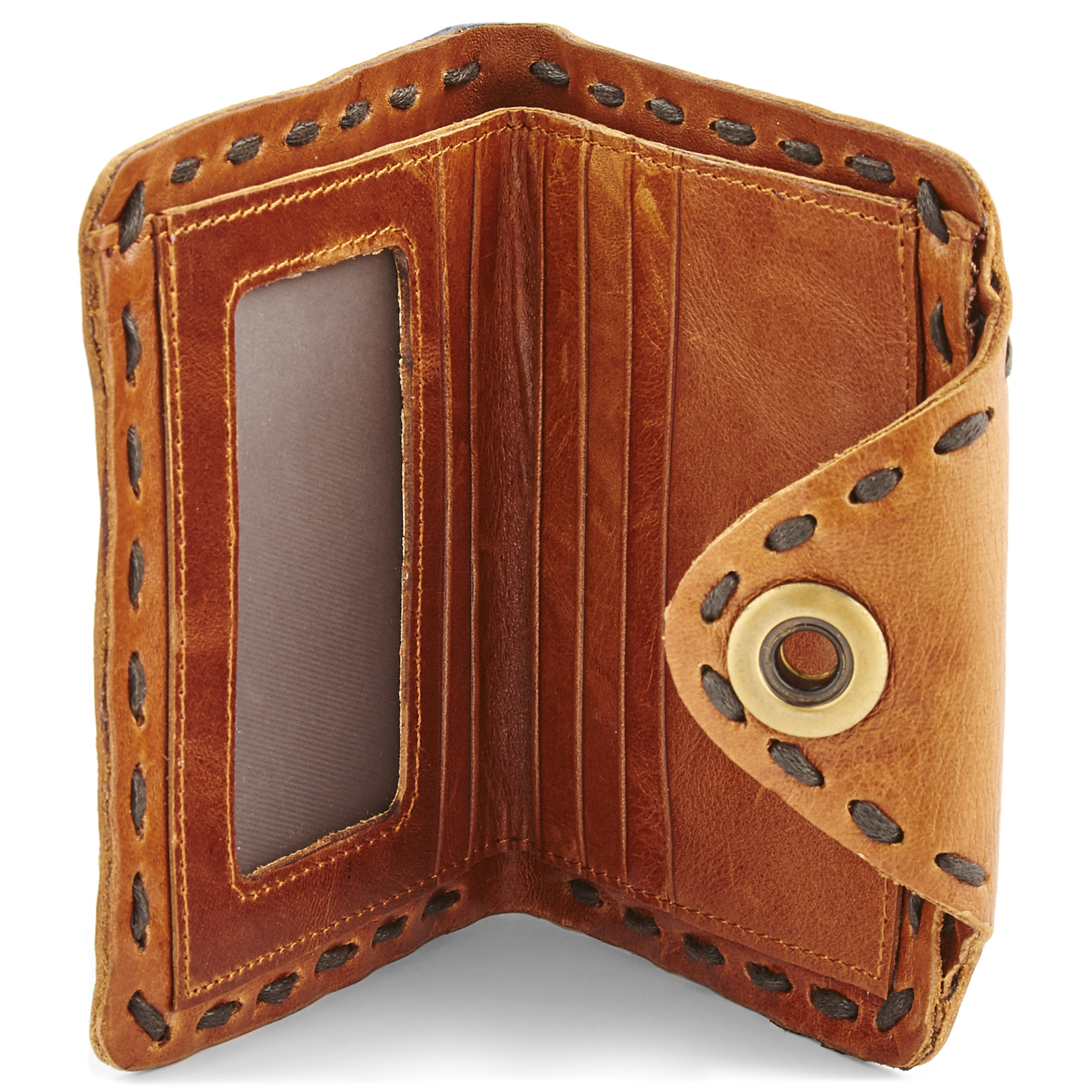 Kompaktowy jasnobrązowy skórzany portfel - 2