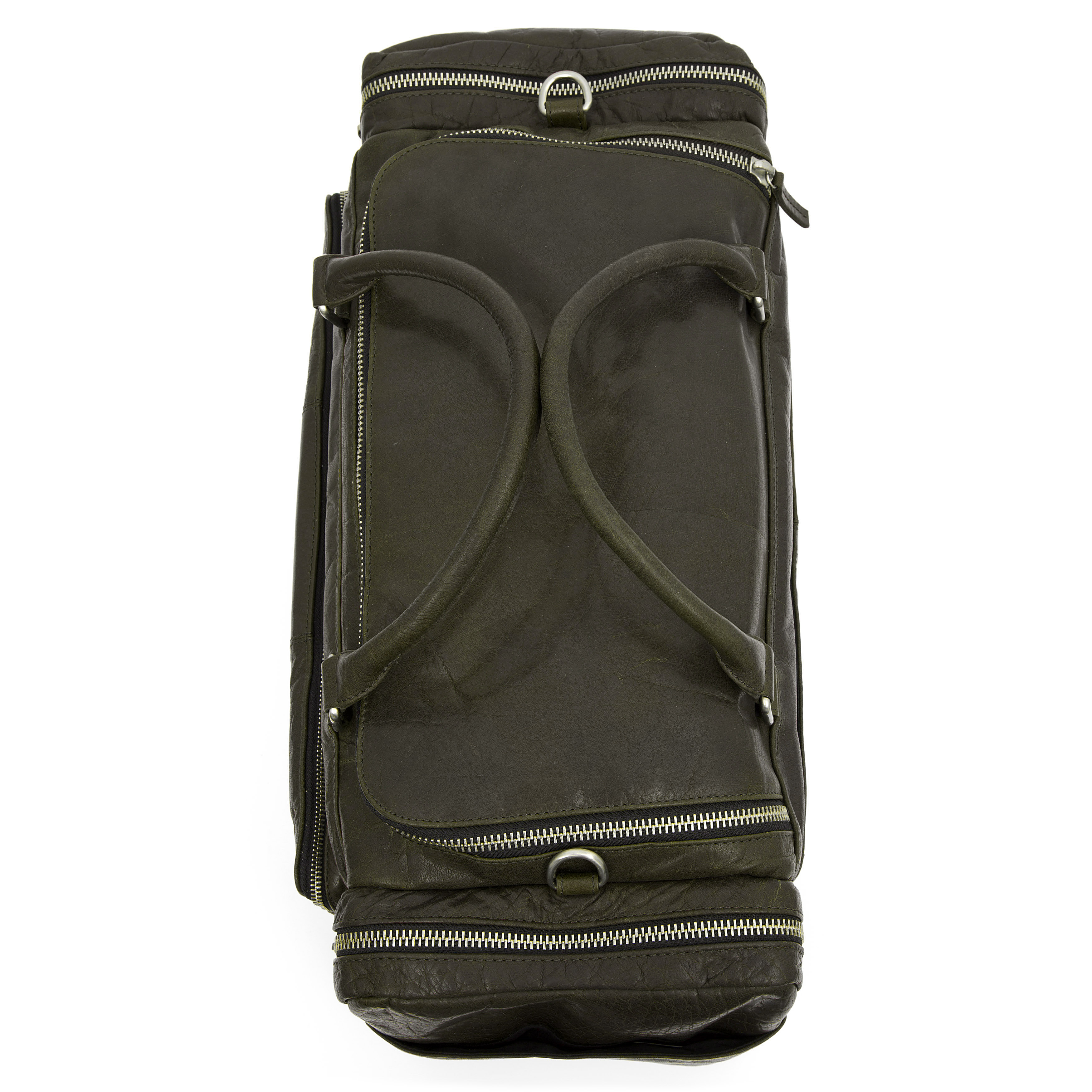 Montreal Olive Leather Travel Bag - 8