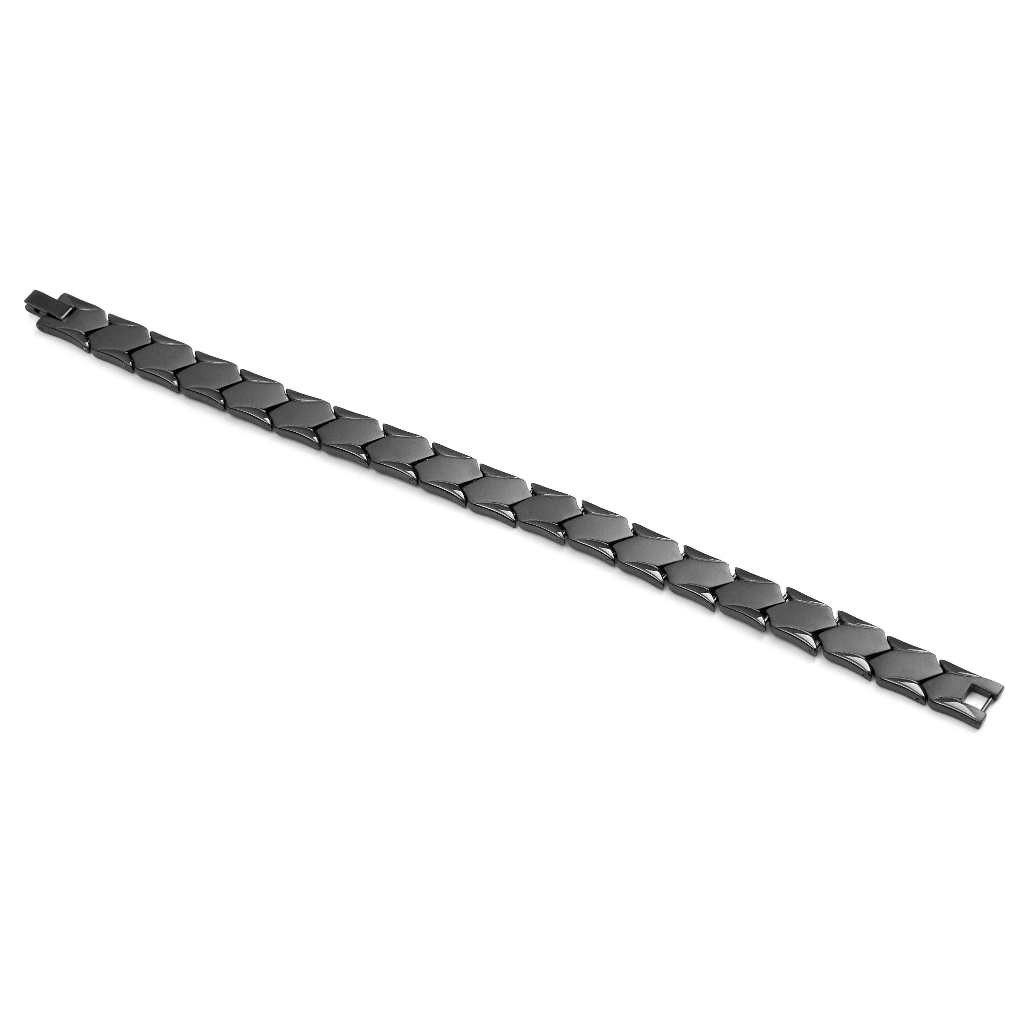 Slim Black Titanium Link Chain Bracelet - 6