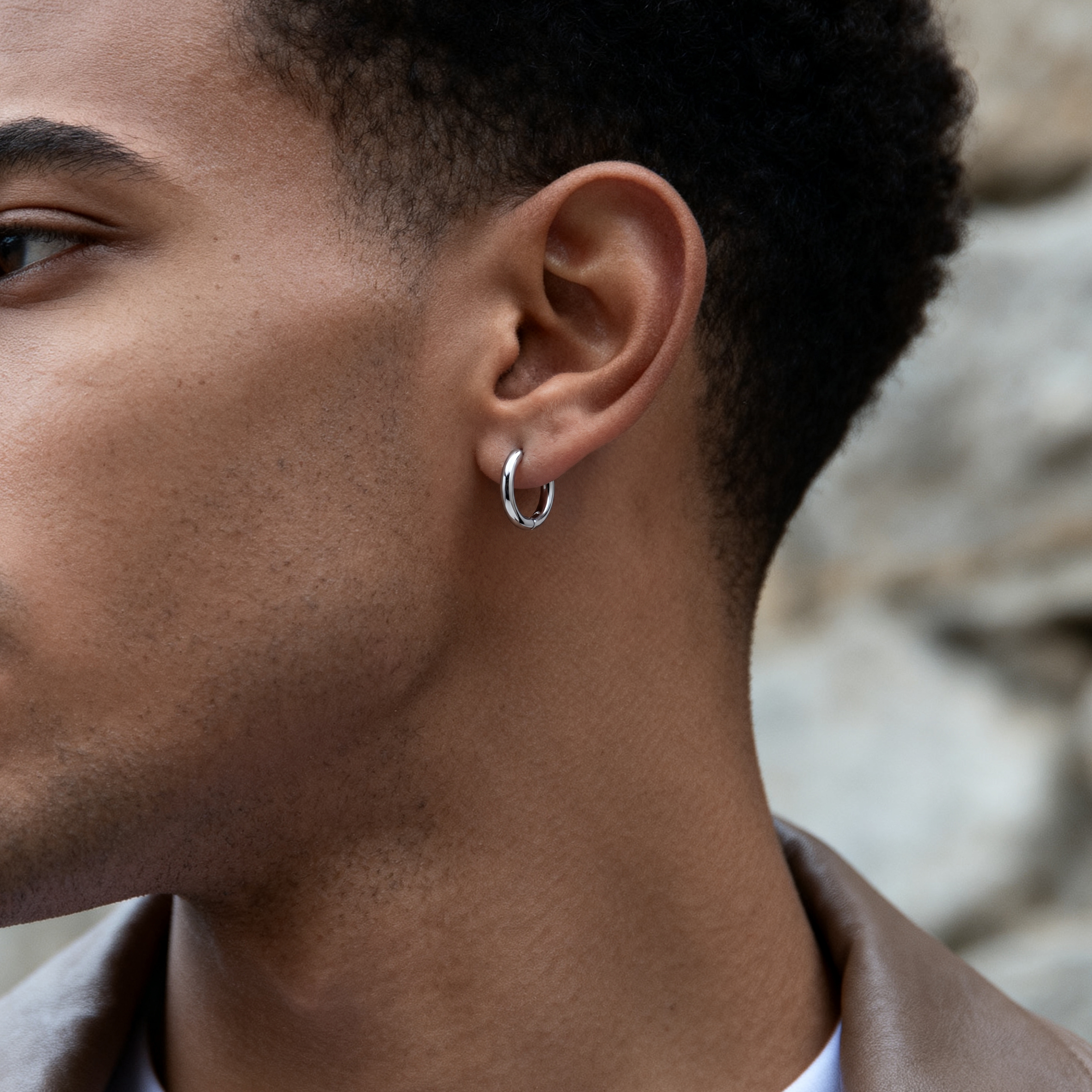 Huggie | Thin 8 mm 925 Sterling Silver Hoop Earring - 3