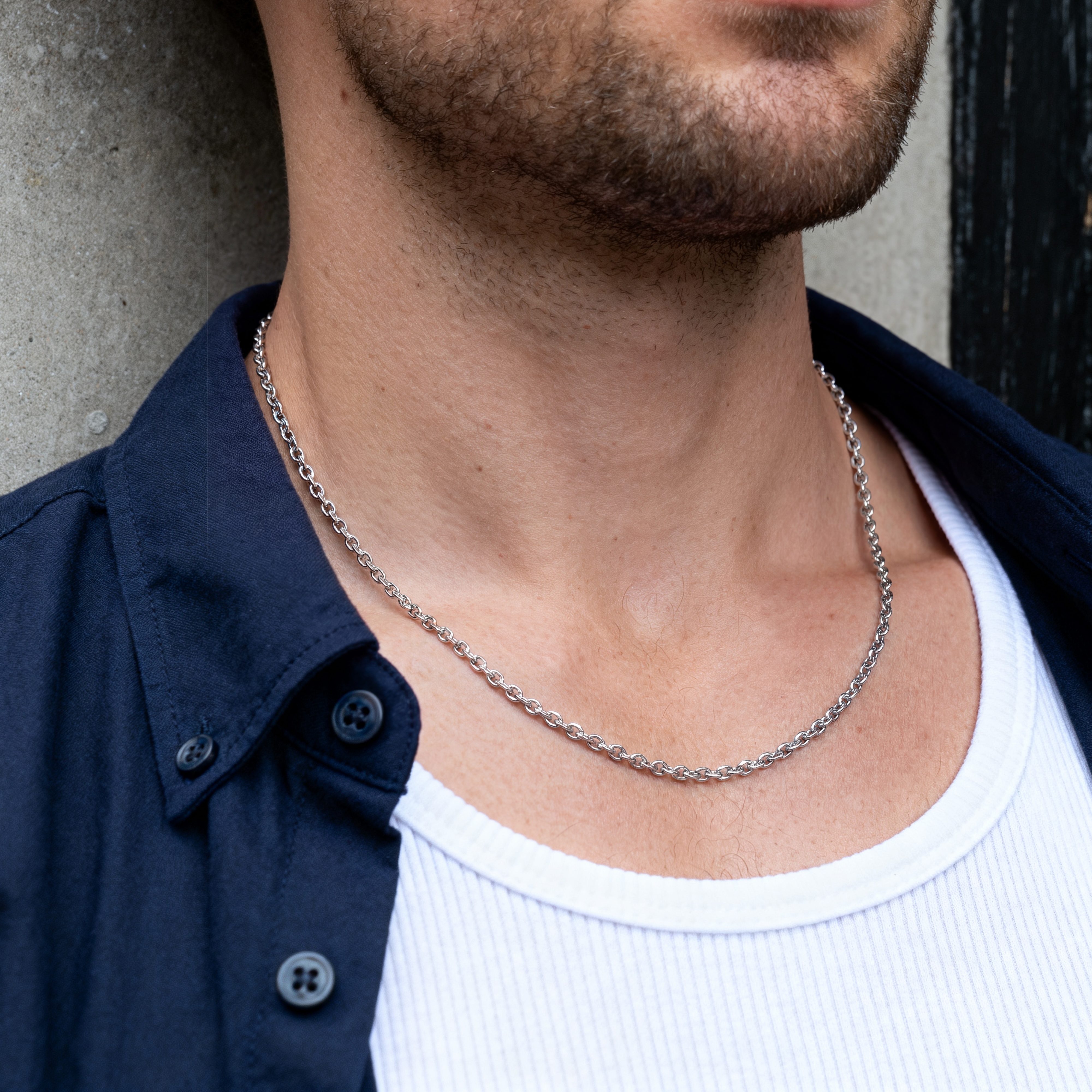 Essentials | 1/5" (4 mm) Silver-Tone Cable Chain Necklace - 3