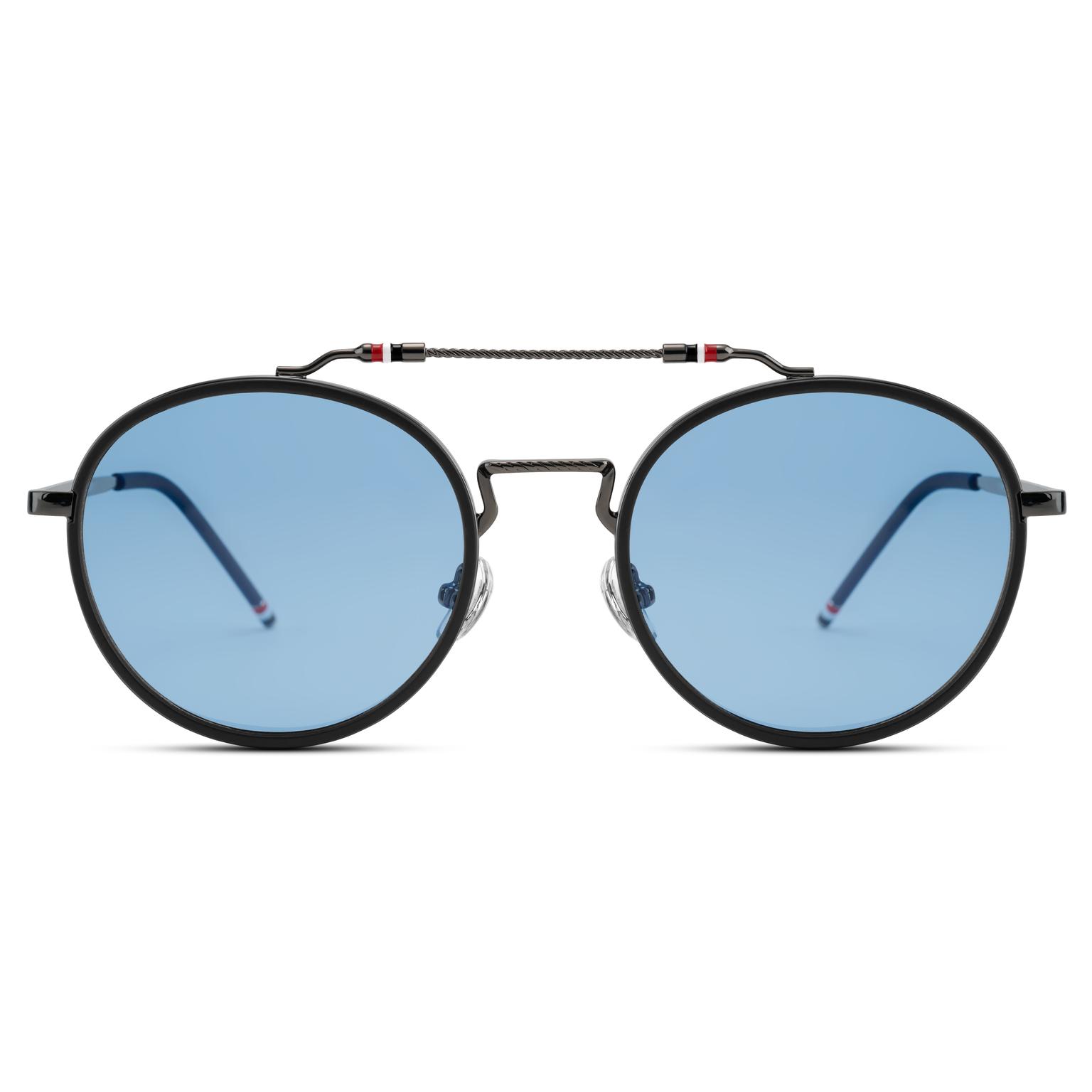 Occasus | Runde blaue polarisierte Sonnenbrille mit Doppelsteg Occasus | Runde blaue polarisierte Sonnenbrille mit Doppelsteg