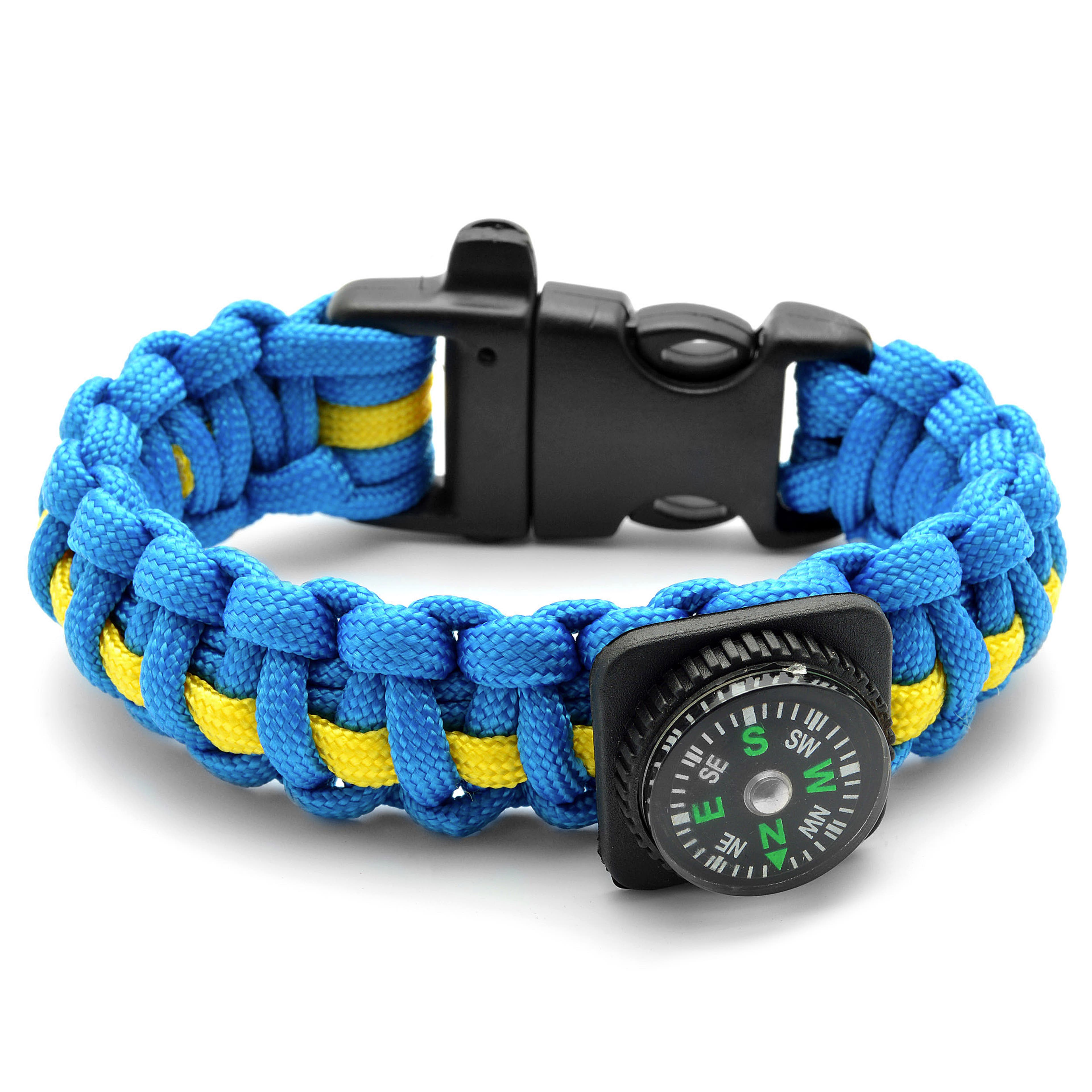 Blue & Yellow Paracord Compass Bracelet, In stock!