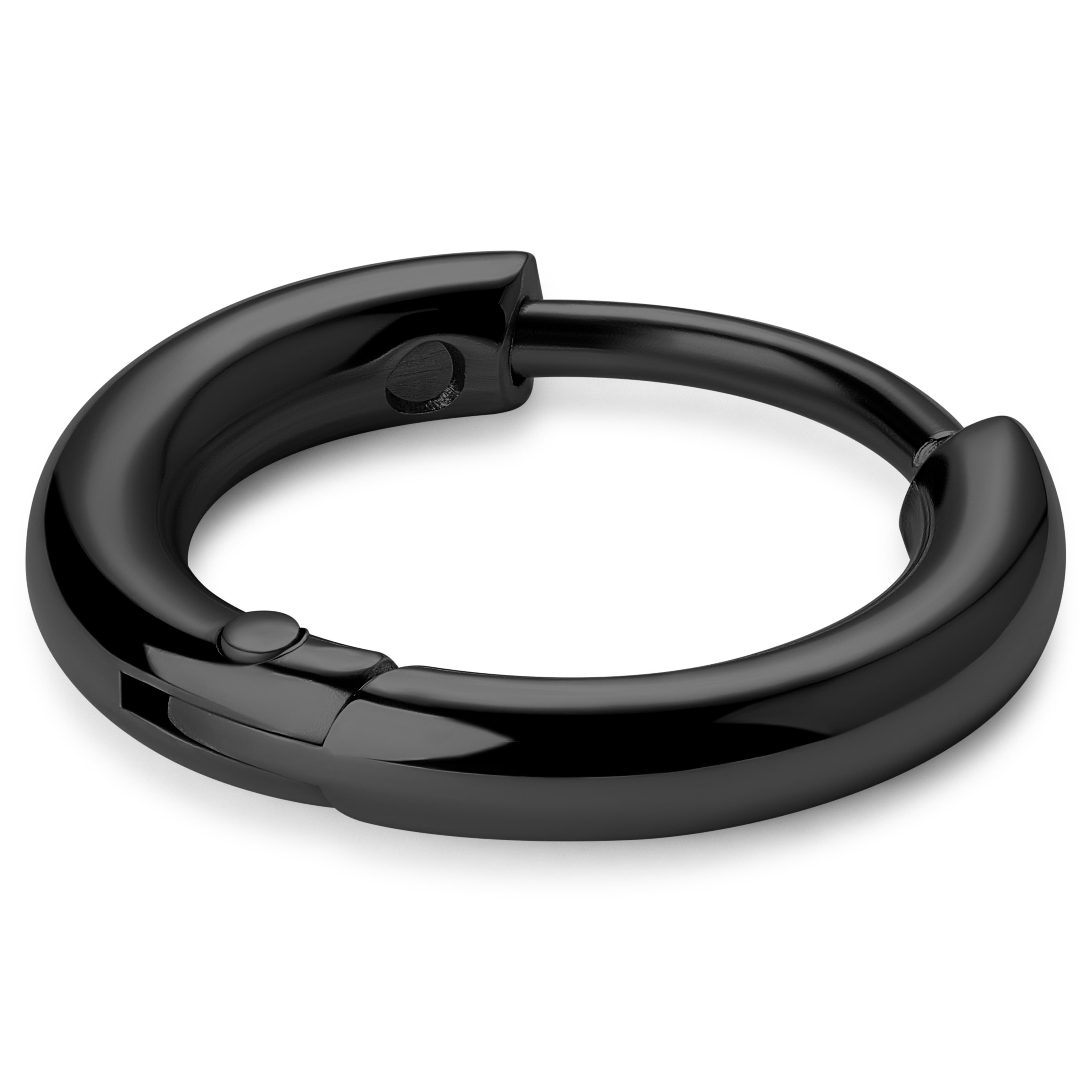Huggie | Fekete rozsdamentes sebészeti acél karika fülbevaló 7 mm