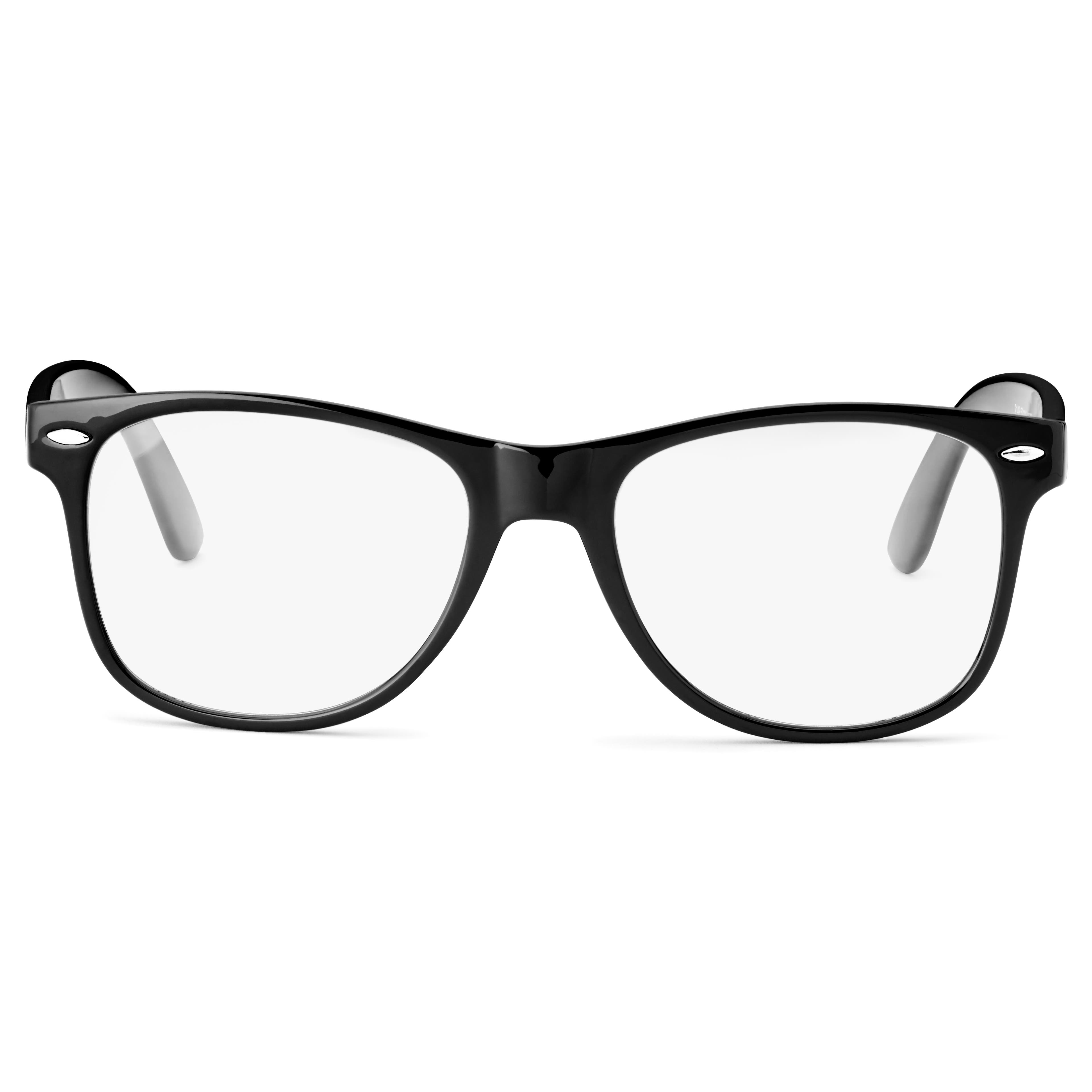 Retro Black Blue Light Blocking Clear Lens Glasses