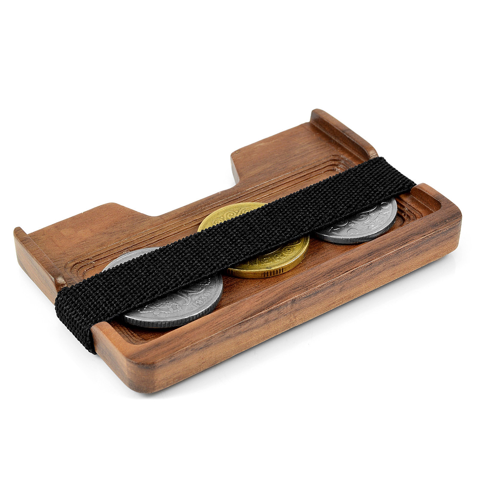 Portatessere e portamonete in legno di noce - 3