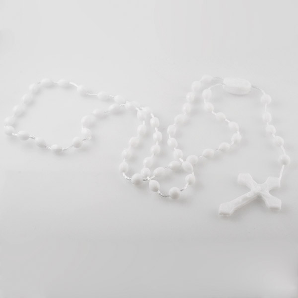 Hvid Plastik Rosenkrans Halskæde - 1