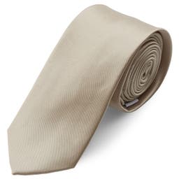 Едноцветна лъскава вратовръзка в цвят шампанско 6 см