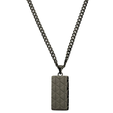 Icarus | Metallsvart Halsband i Rostfritt Stål med Geometrisk ID-bricka Icarus | Metallsvart Halsband i Rostfritt Stål med Geometrisk ID-bricka