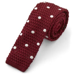 Mahogany & White Dotted Polyester Knitted Tie