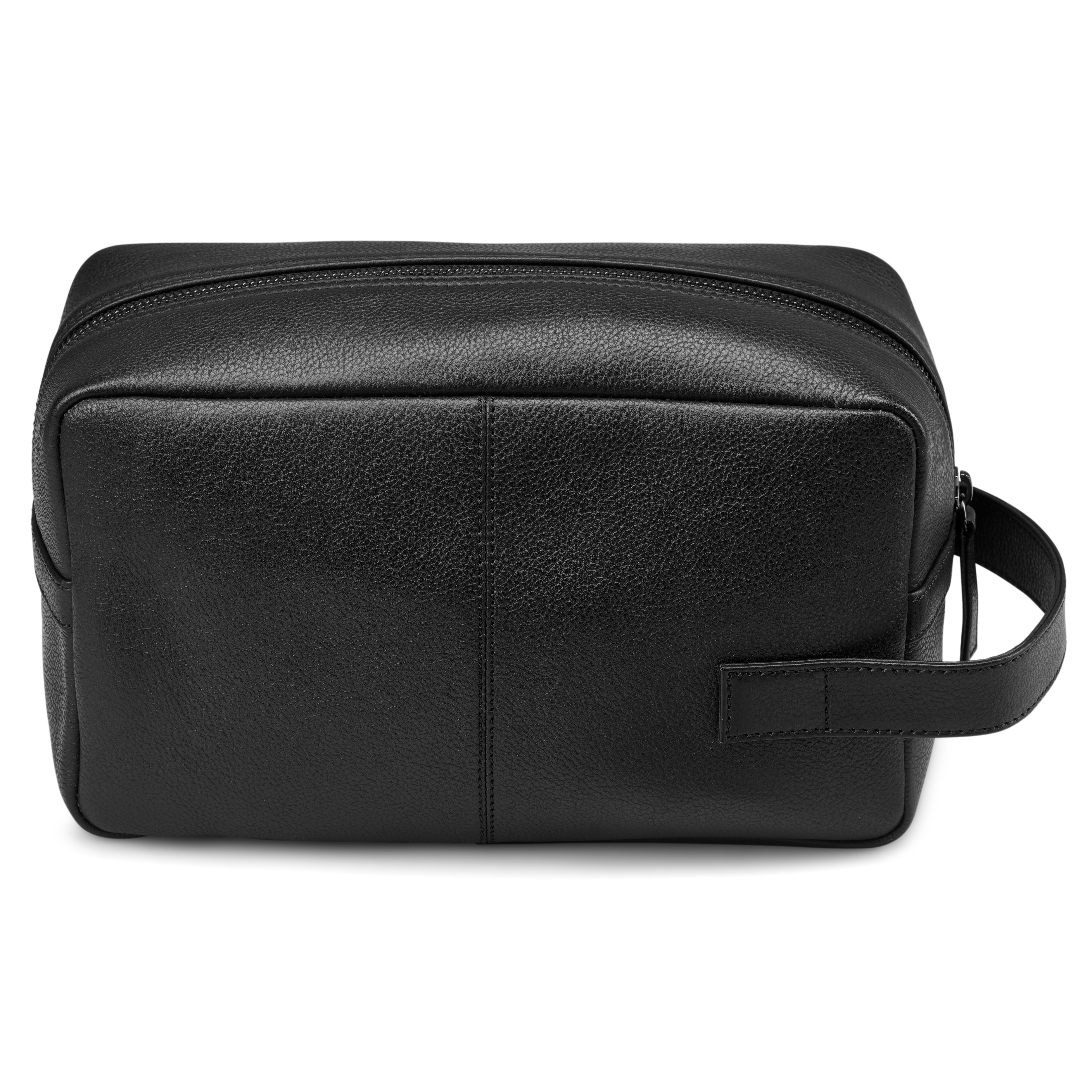 Black Full-Grain Leather Toiletry Bag - 2