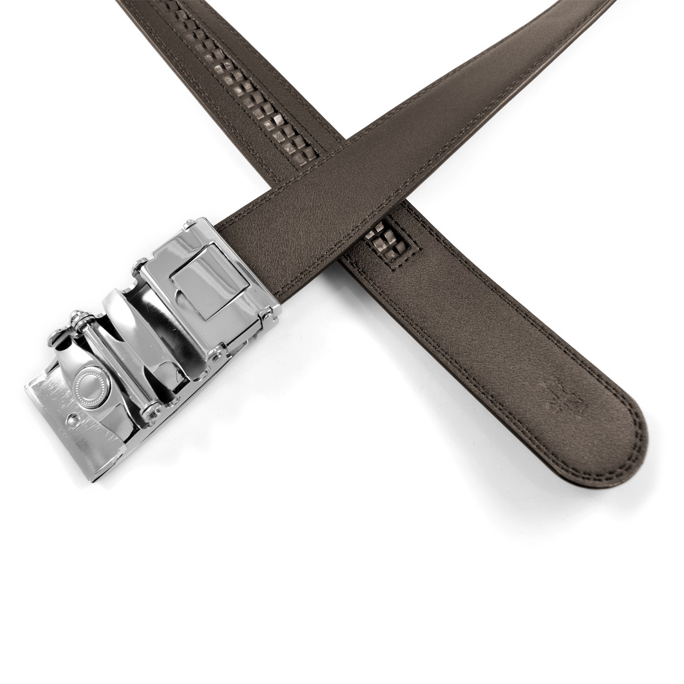 Cinturón con cierre automático marrón clásico  - 3