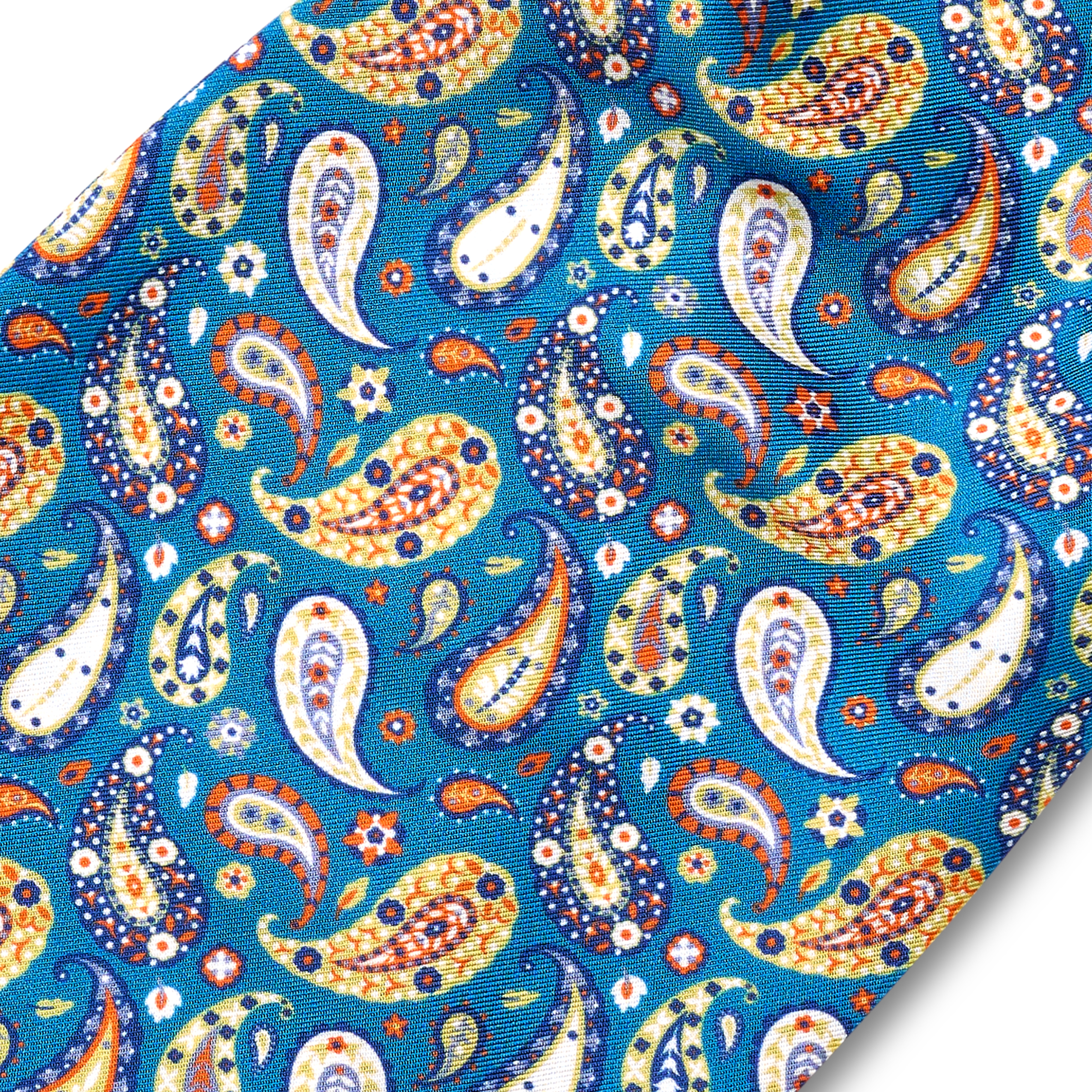 Virtuo | Blau-gelbes Paisley-Seidenascot - 3