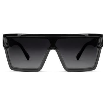 Occasus | Czarne retro kwadratowe polaryzacyjne okulary przeciwsłoneczne