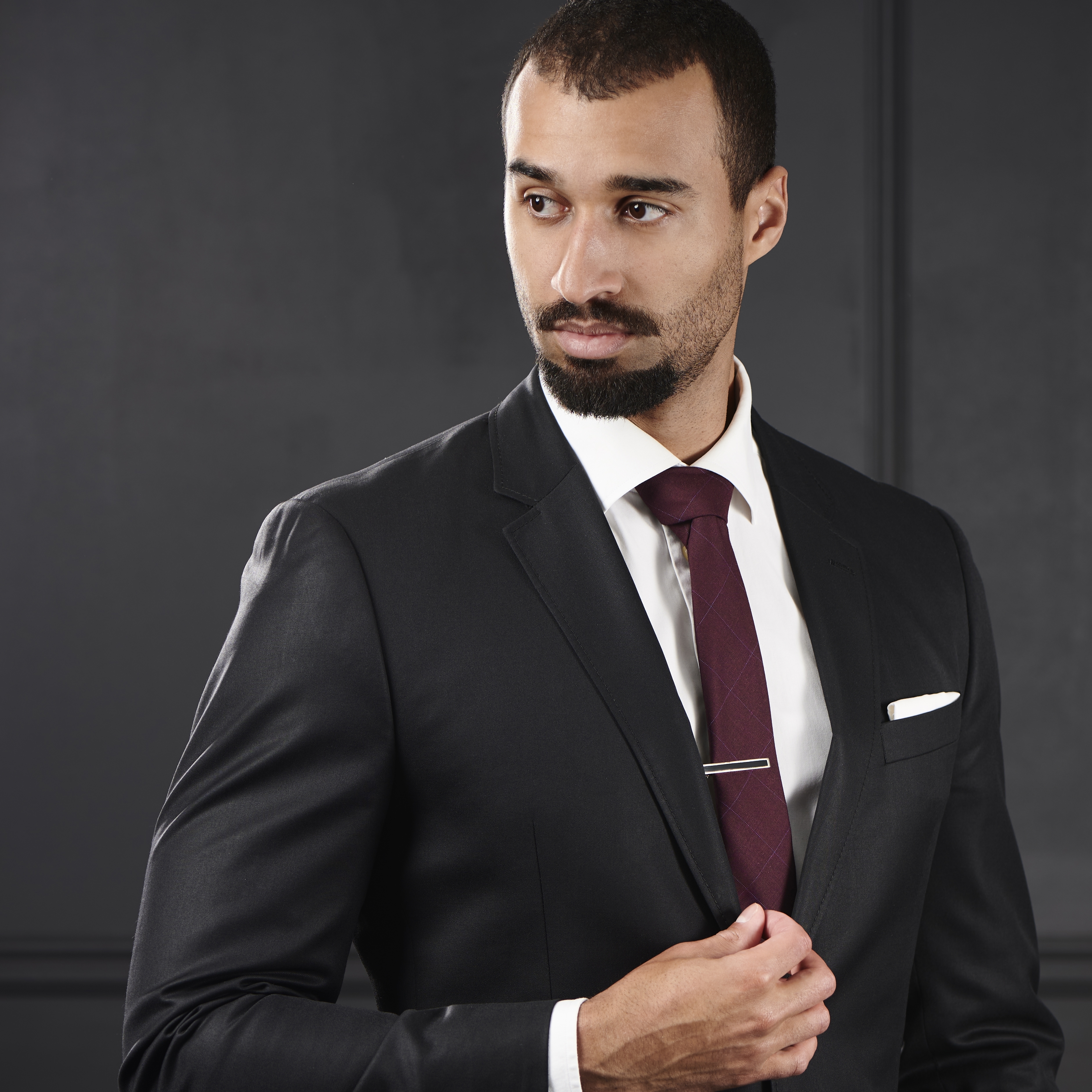 Fermacravatta con intarsio nero in argento 925 - 5